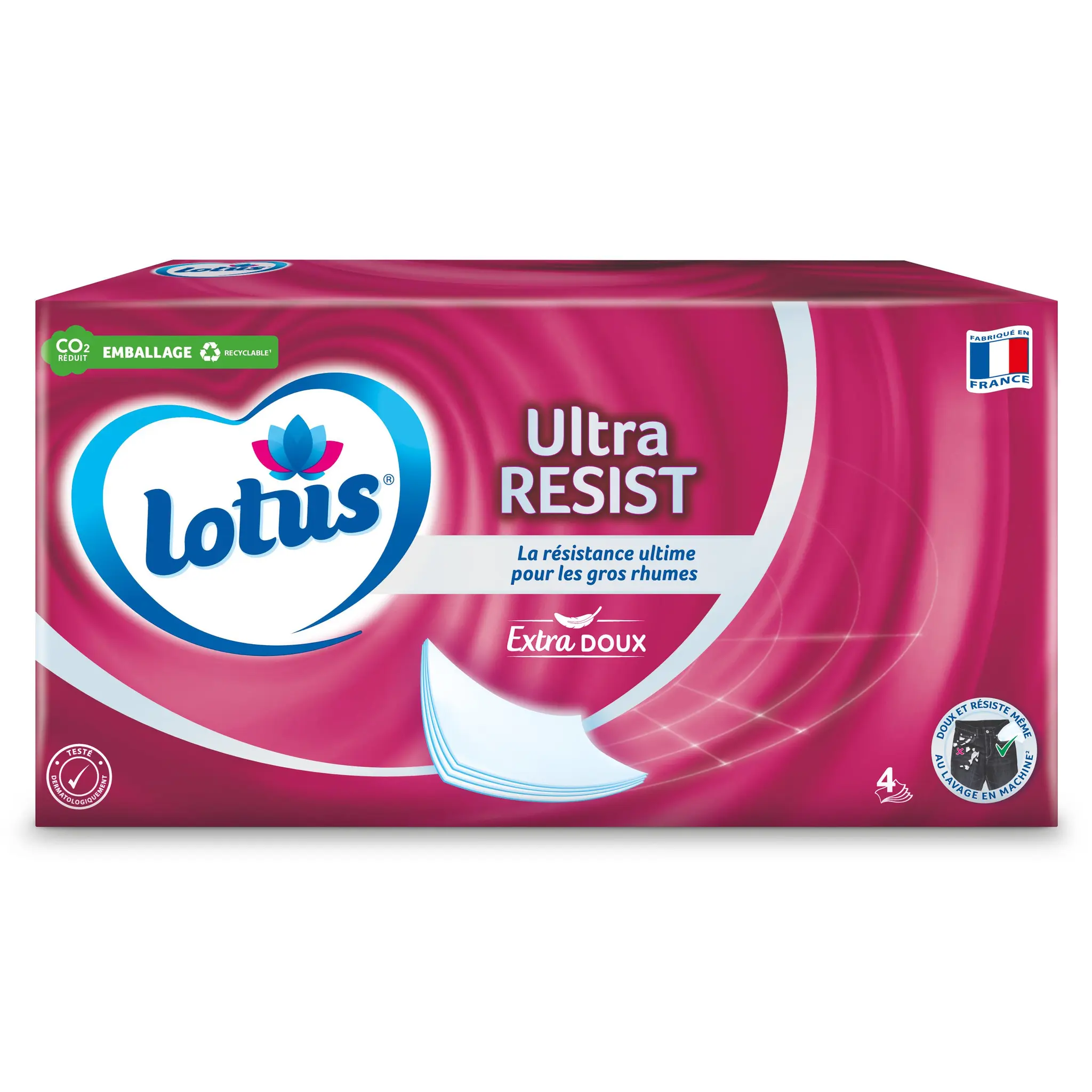 LOTUS Boîte de mouchoirs blancs 4 épaisseurs