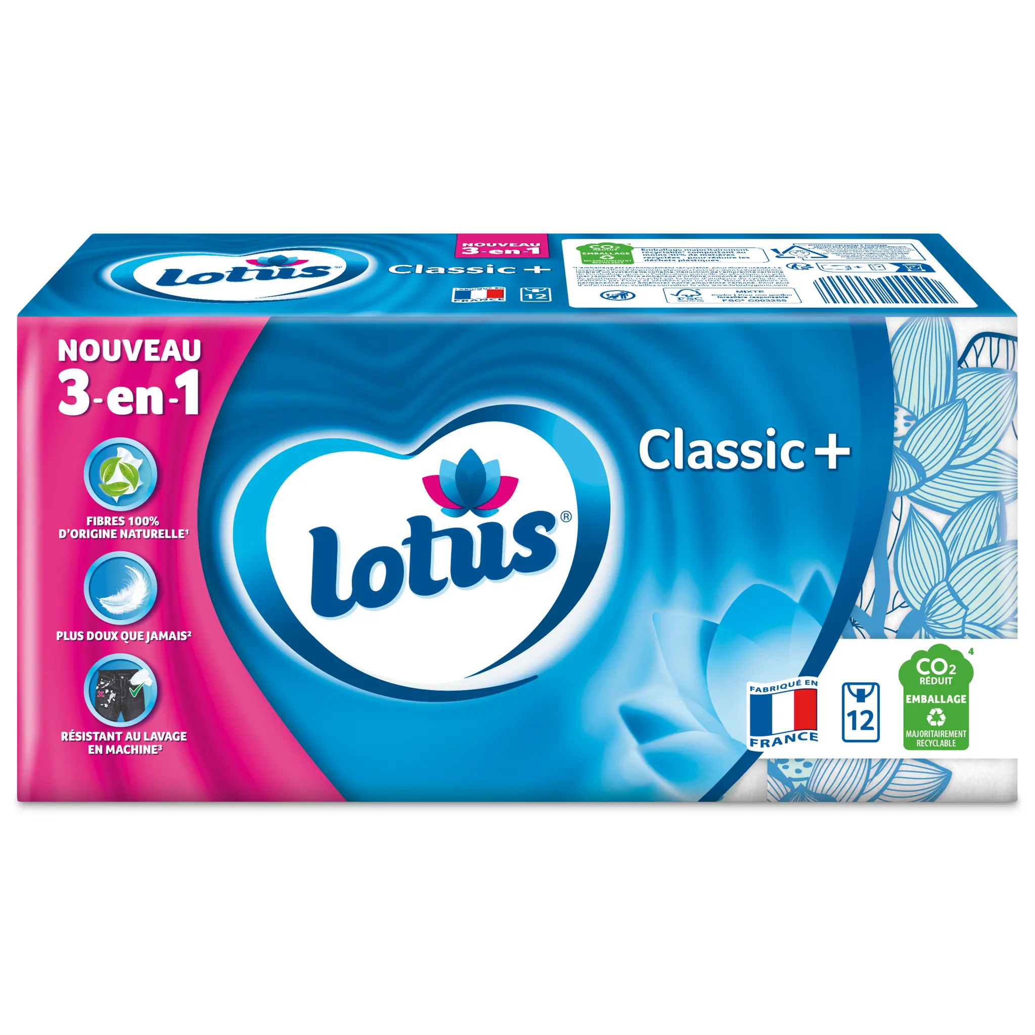 LOTUS Paquets de mouchoirs classic blanc 4 épaisseurs