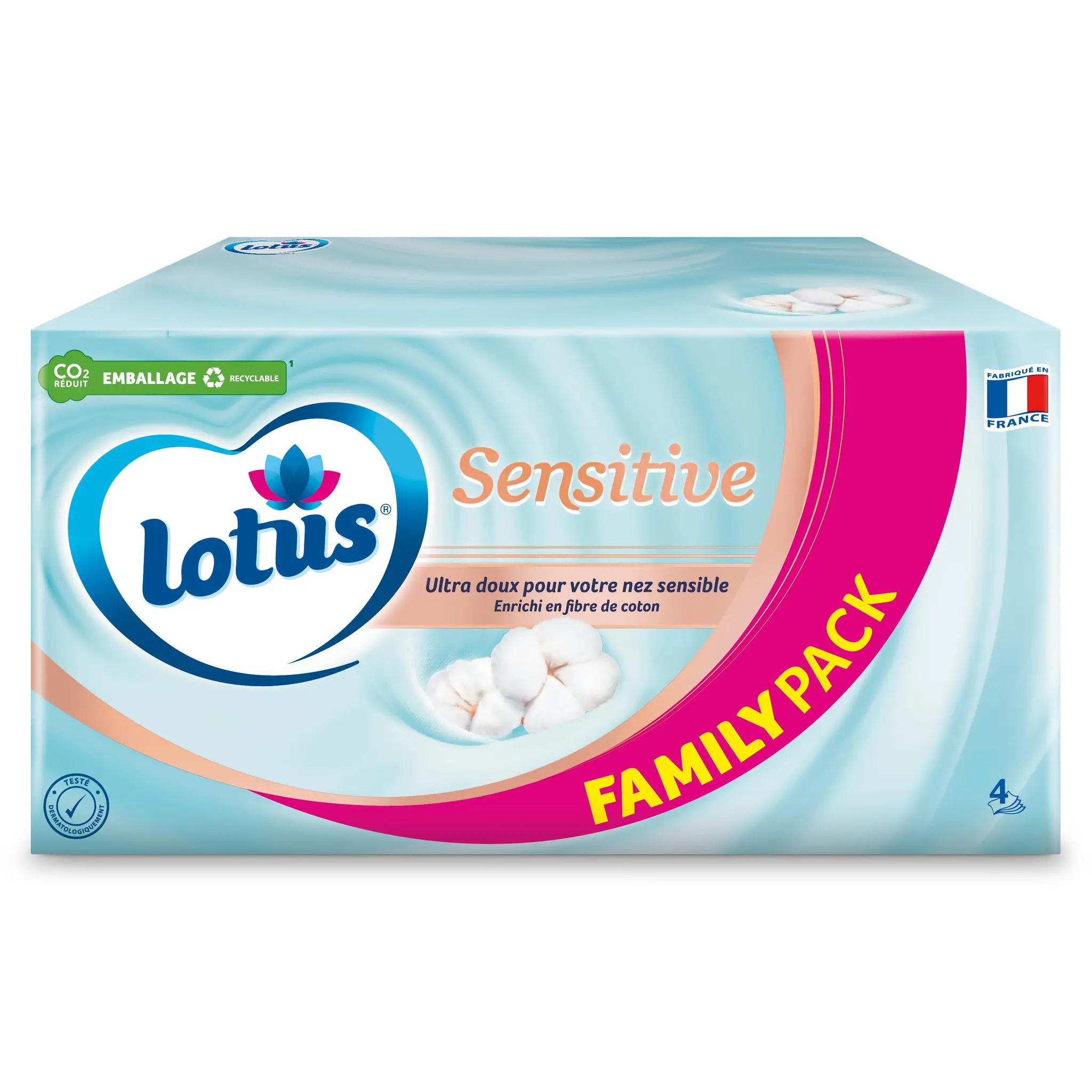 LOTUS Boite de mouchoirs ultra doux format familial