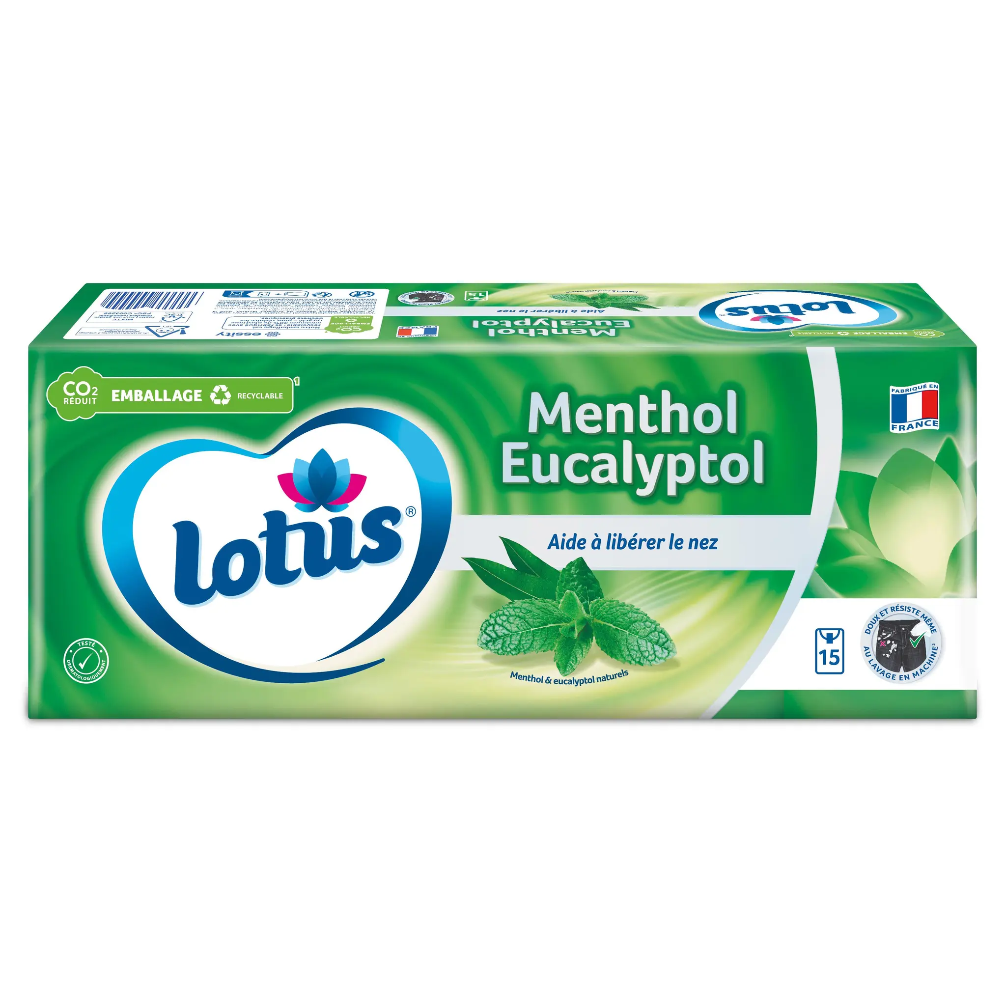 LOTUS Paquets de mouchoirs menthol eucalyptus 4 épaisseurs
