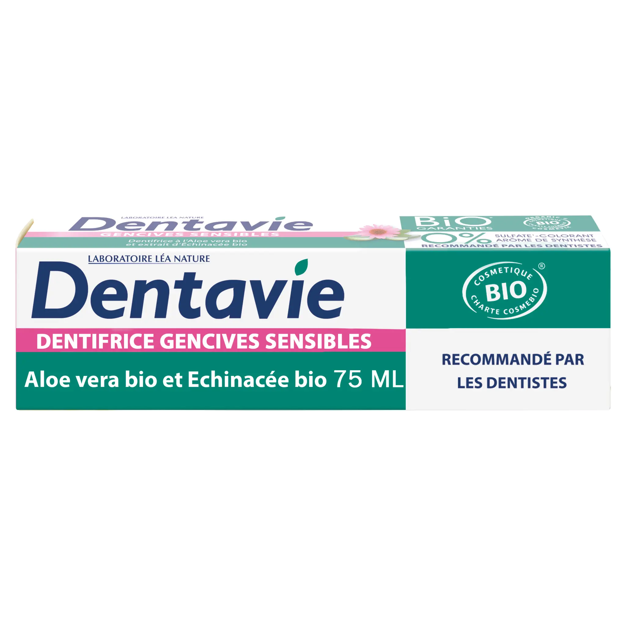 DENTAVIE Dentifrice gencives sensibles bio aloe véra et échinacée