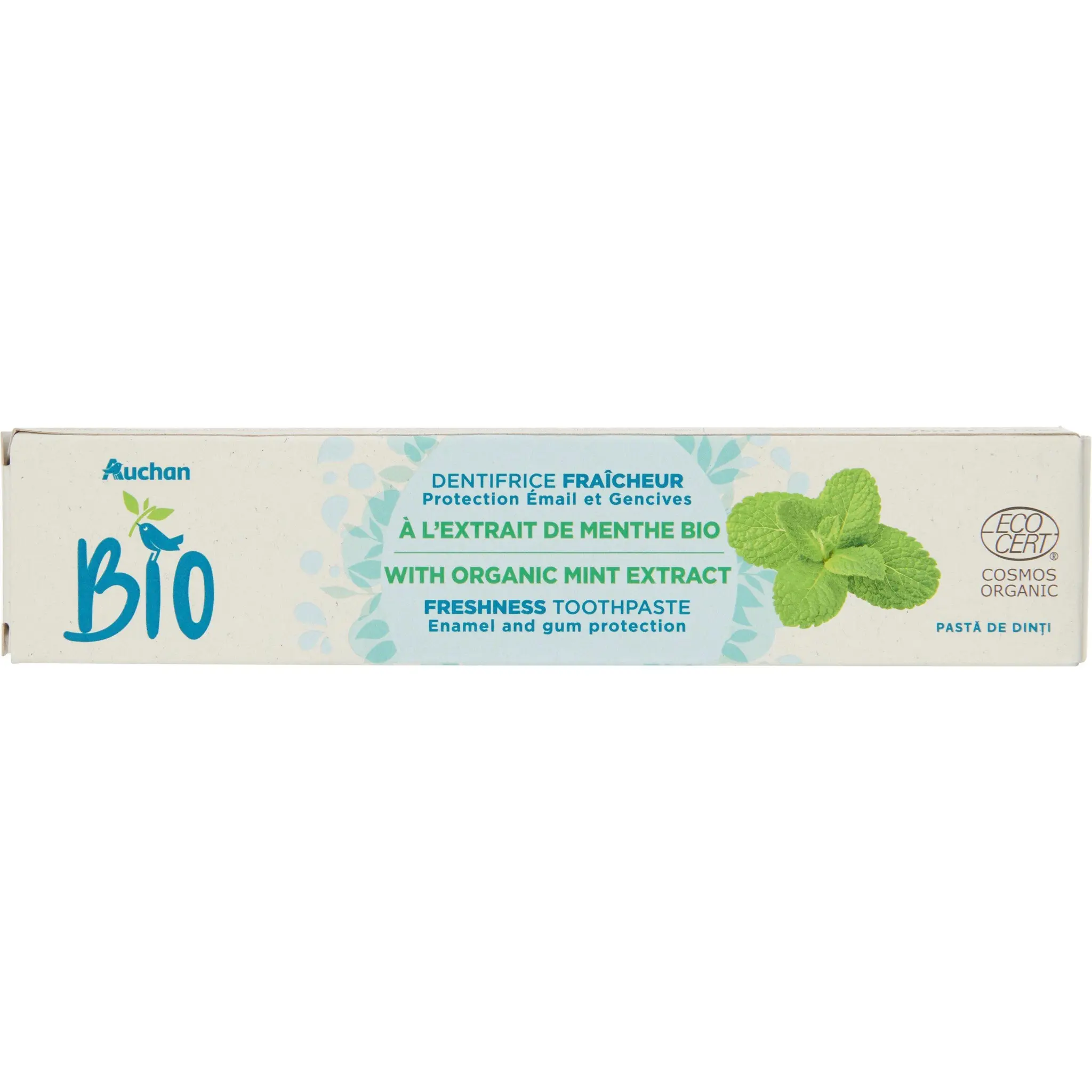 AUCHAN BIO Dentifrice protection émail et gencives à l'extrait de menthe bio