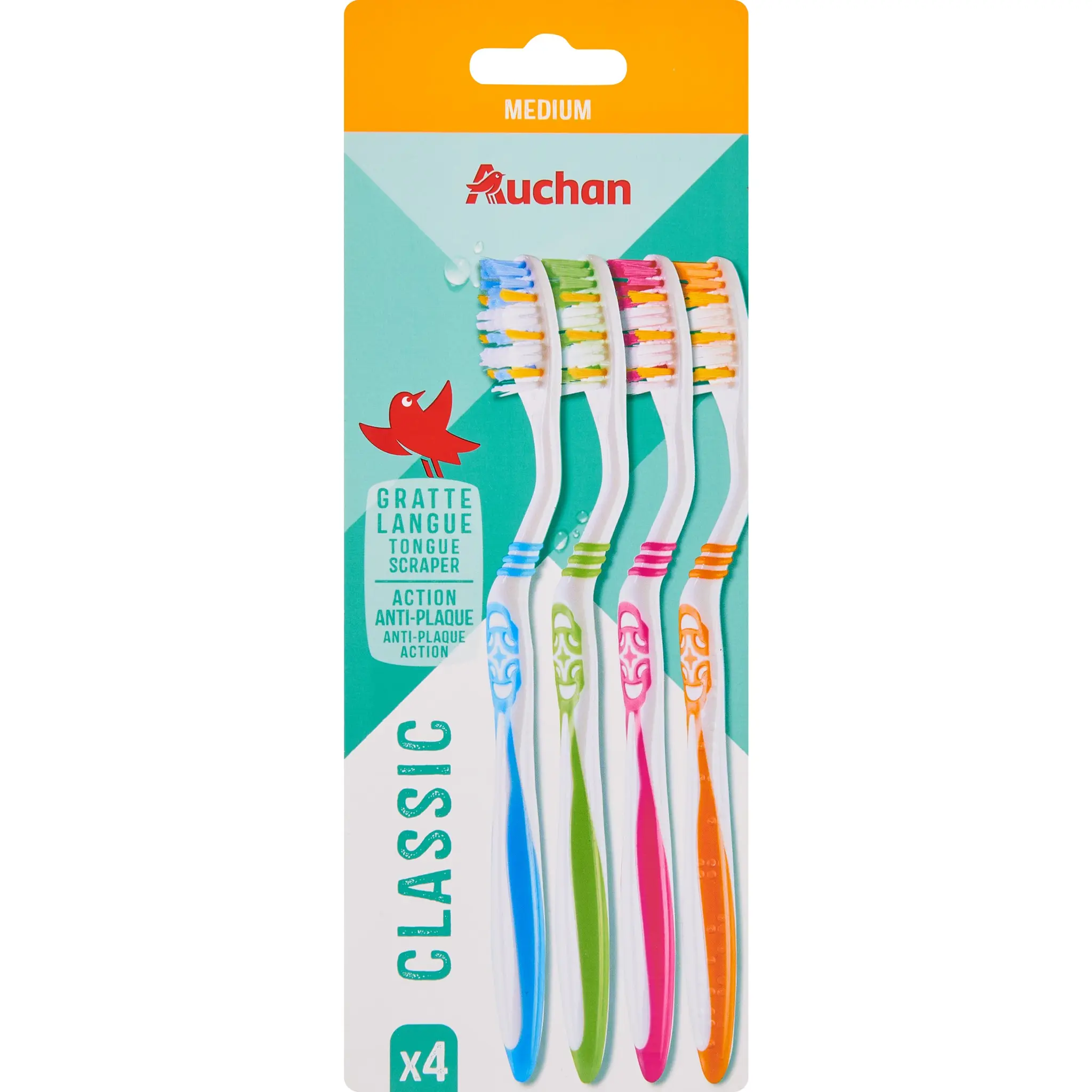 AUCHAN Brosse à dents classic medium