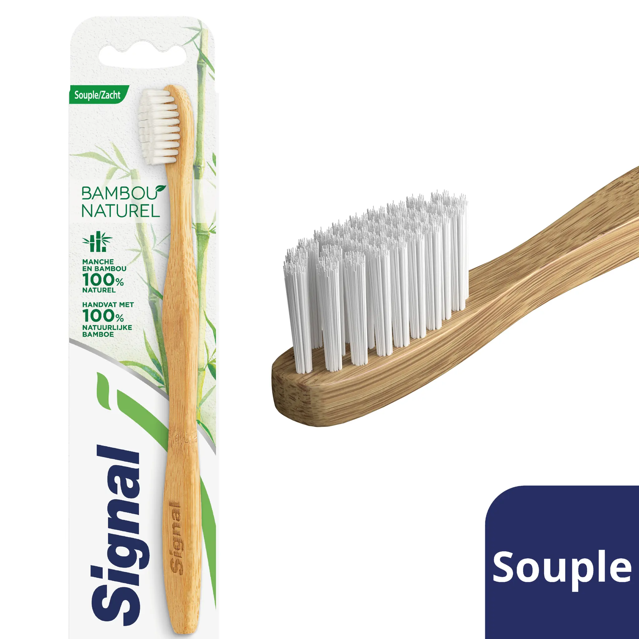 SIGNAL Brosse à dents souple manche en bambou