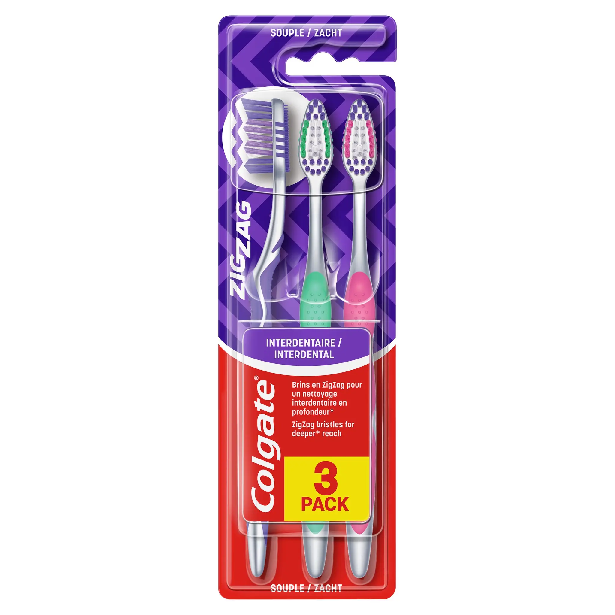 COLGATE Brosse à dents zigzag interdentaire souple