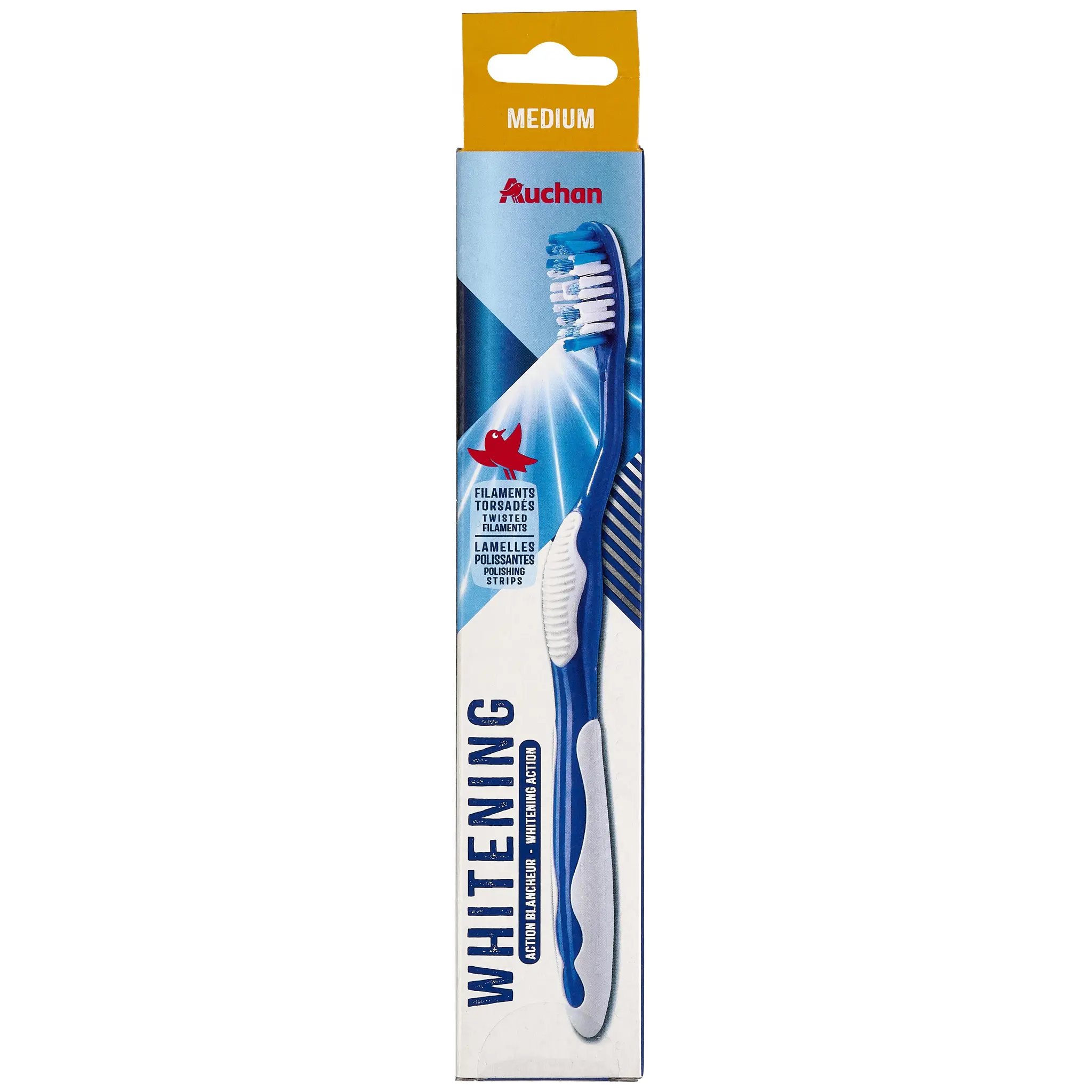 AUCHAN Brosse à dents blancheur médium