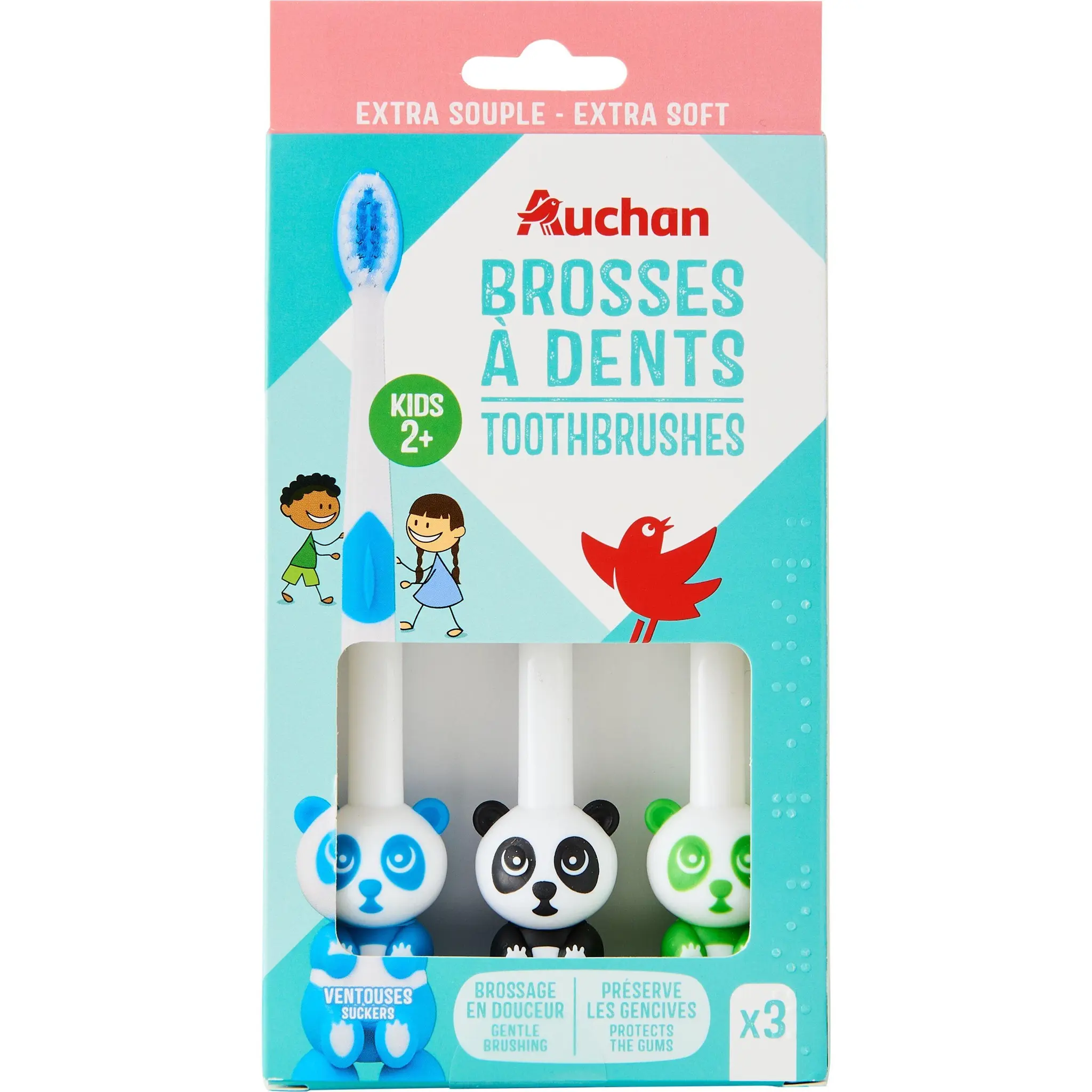 AUCHAN Brosse à dents Panda pour enfant 2ans+