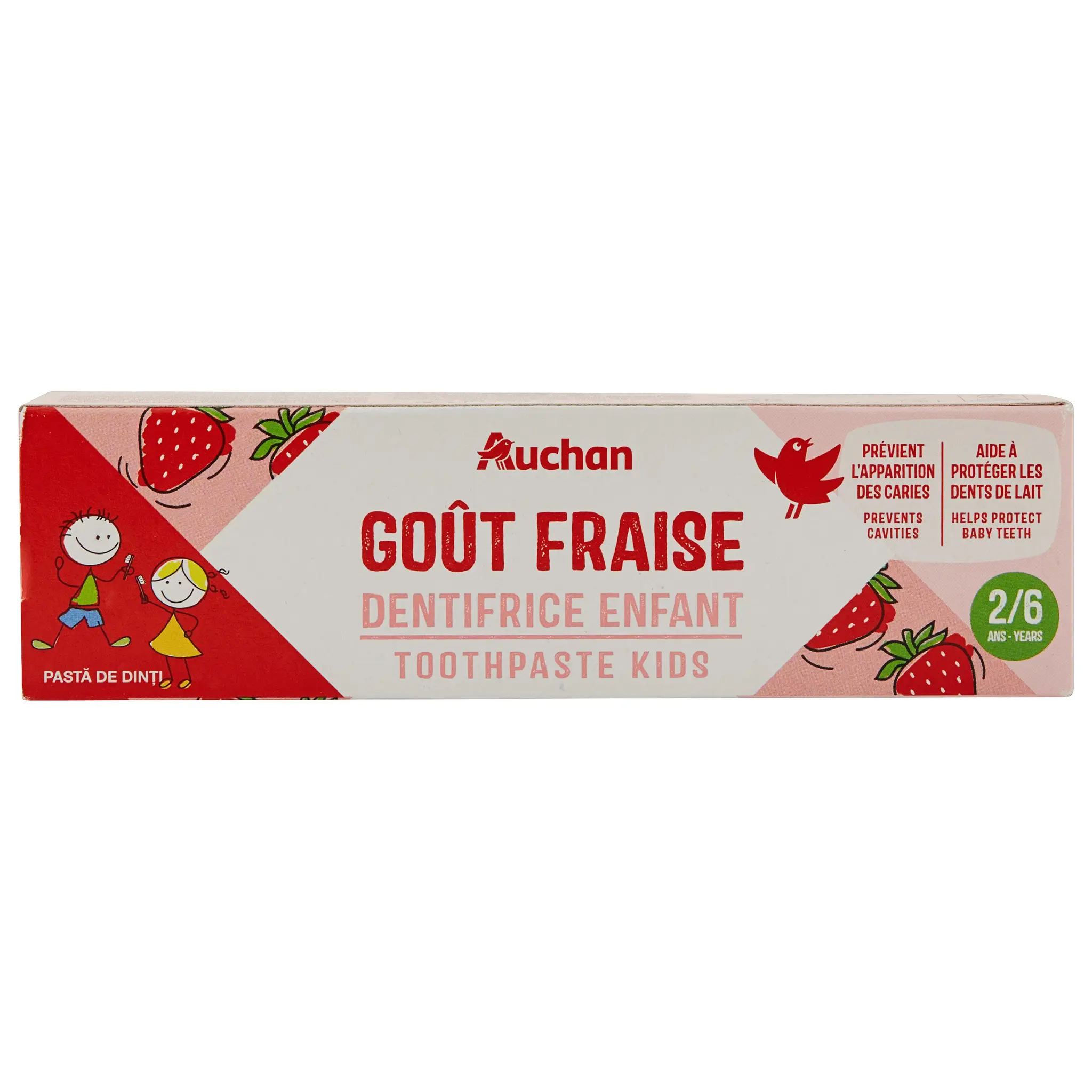AUCHAN Dentifrice enfant goût fraise