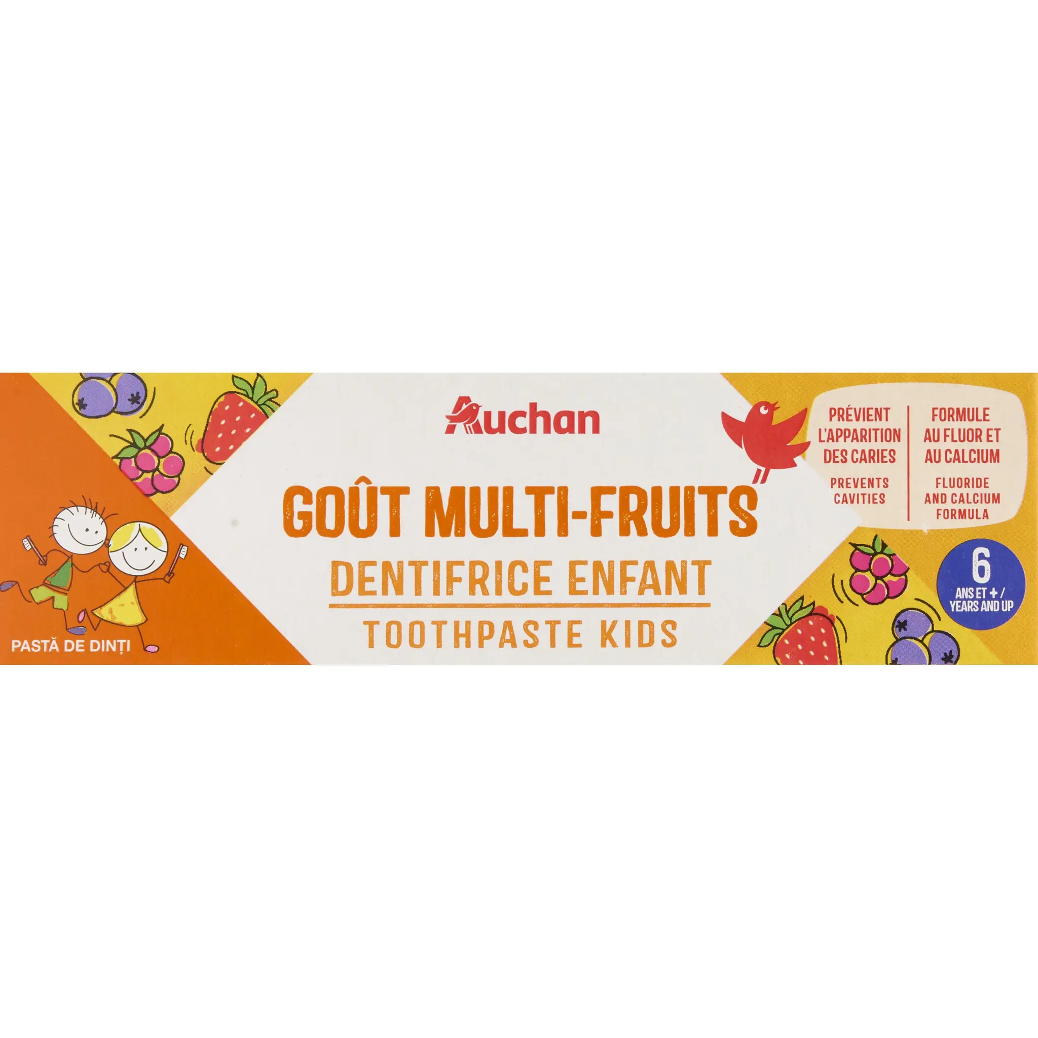 AUCHAN Dentifrice enfant goût multi-fruits 6ans et +