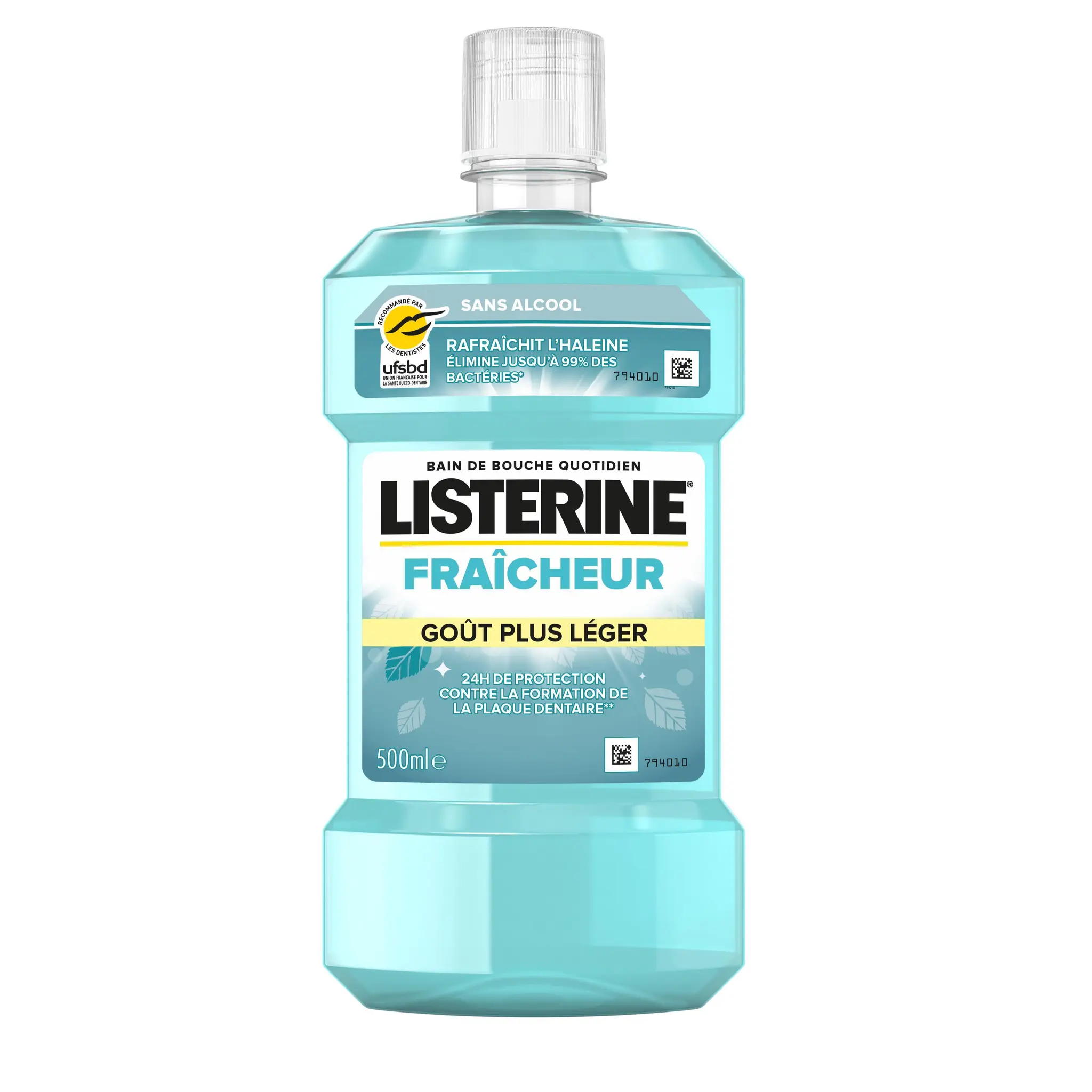 LISTERINE Bain de bouche fraîcheur intense sans alcool goût plus léger