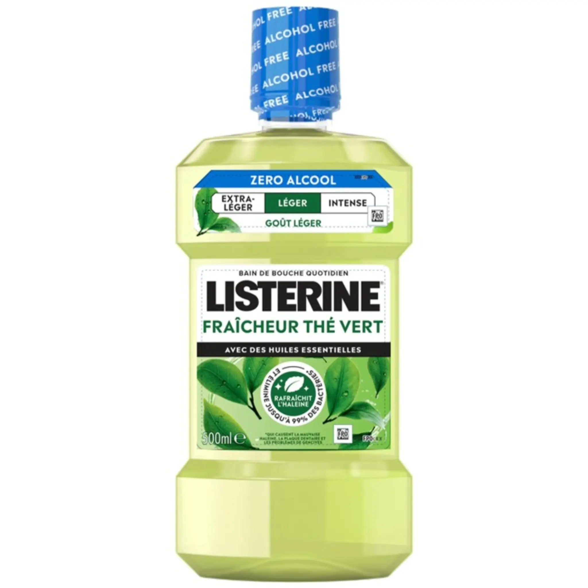 LISTERINE Bain de bouche fraîcheur thé vert sans alcool goût plus léger