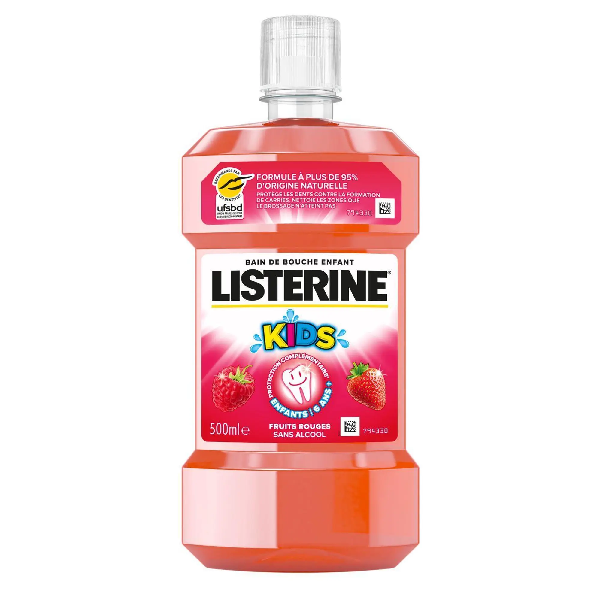 LISTERINE Bain de bouche enfant sans alcool goût fruits rouges