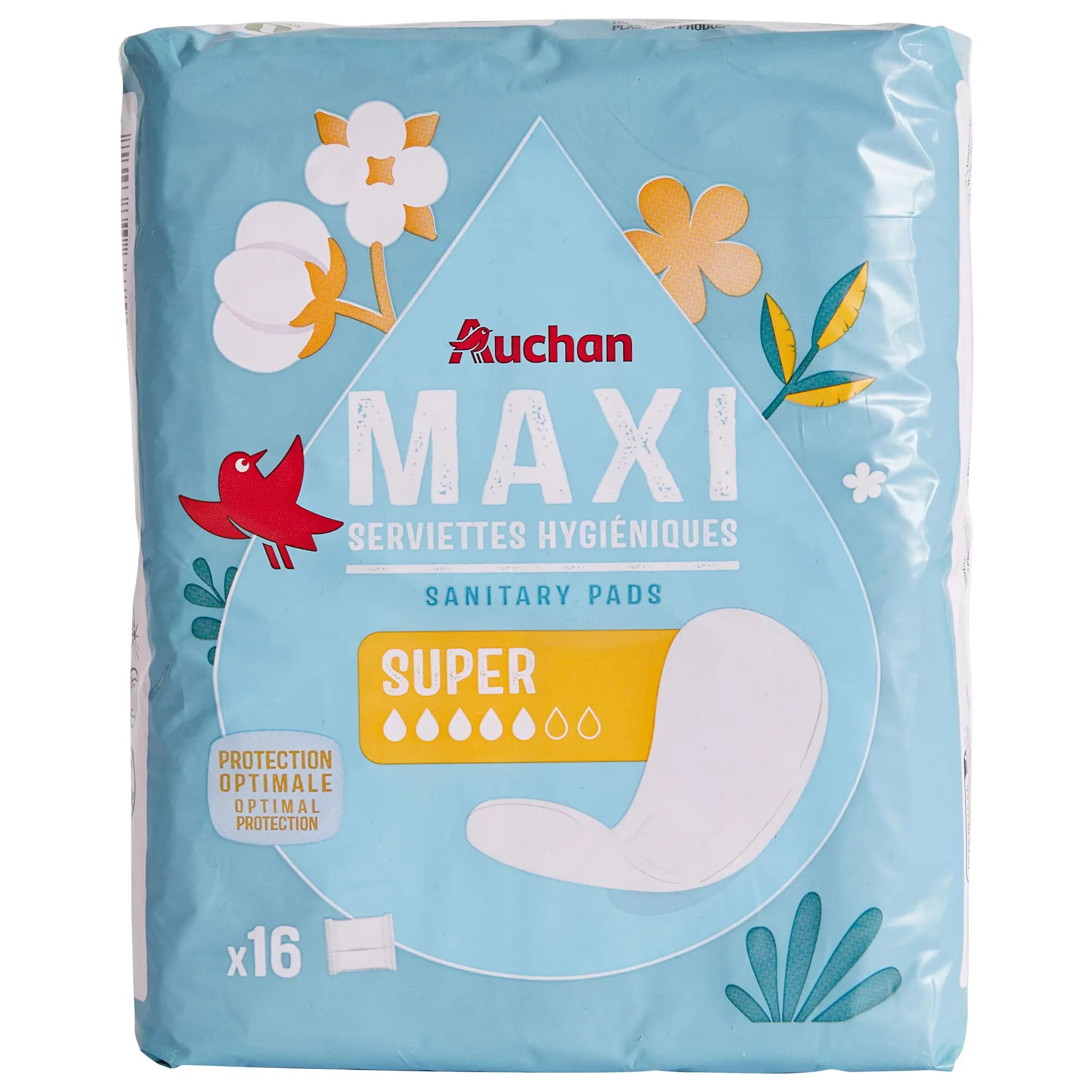 AUCHAN Serviettes hygiéniques maxi super