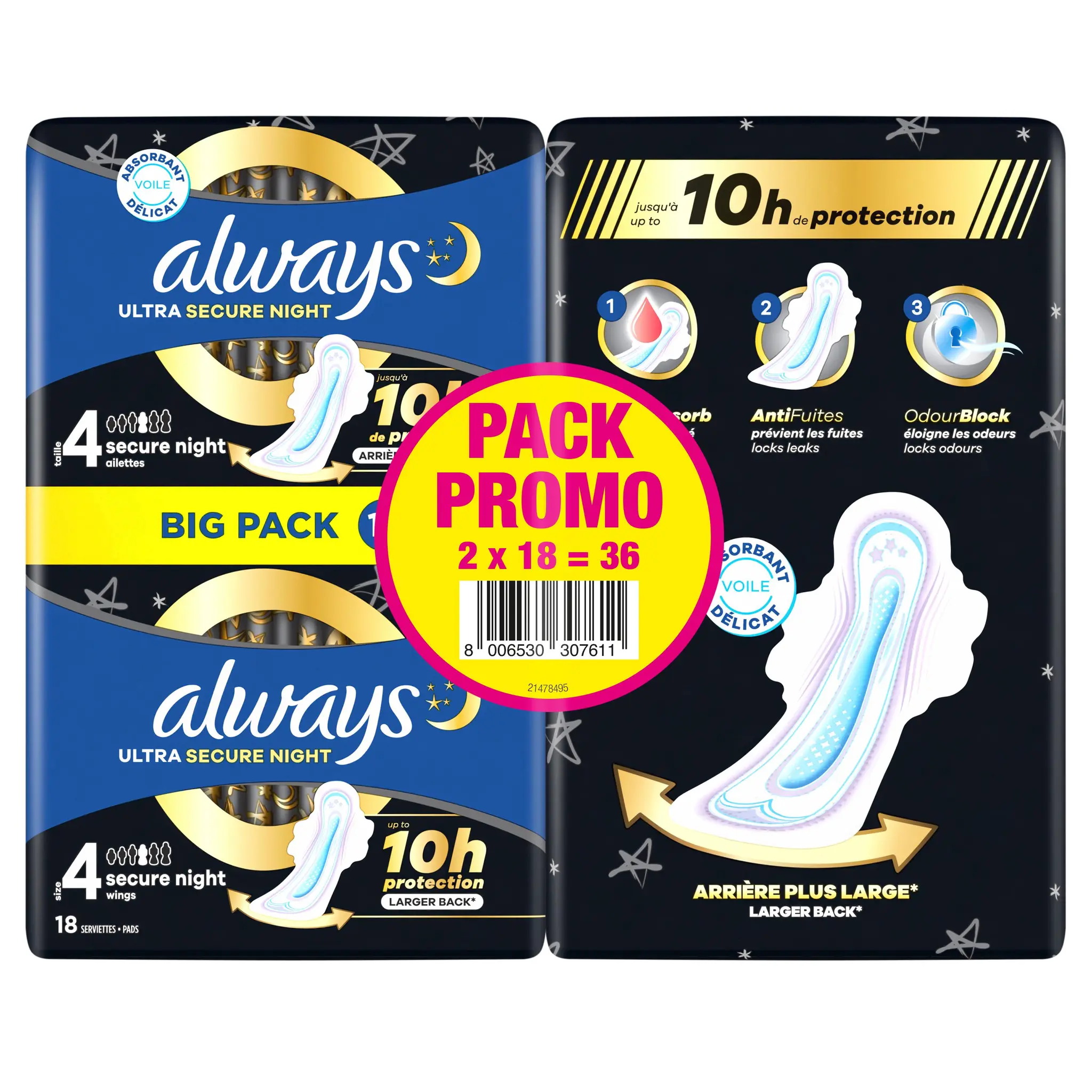 ALWAYS Ultra night Serviettes hygiéniques secure night taille 4