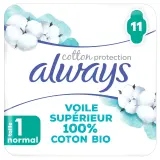 ALWAYS Serviettes hygiéniques en coton bio normal taille 1