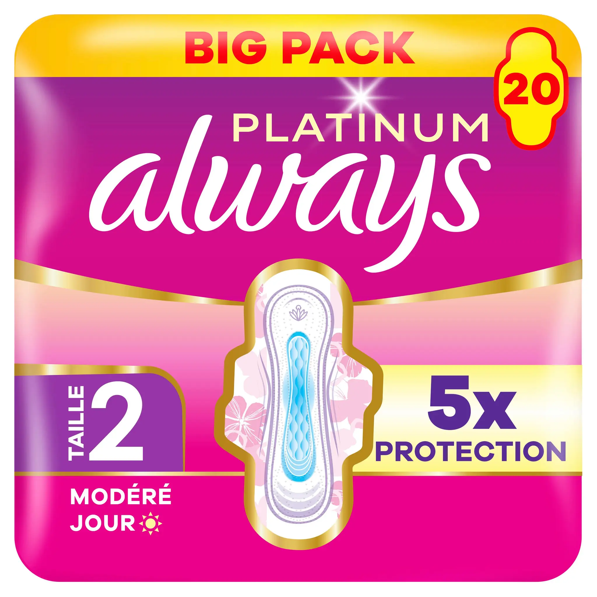 ALWAYS Platinum serviettes hygiéniques avec ailettes taille 2