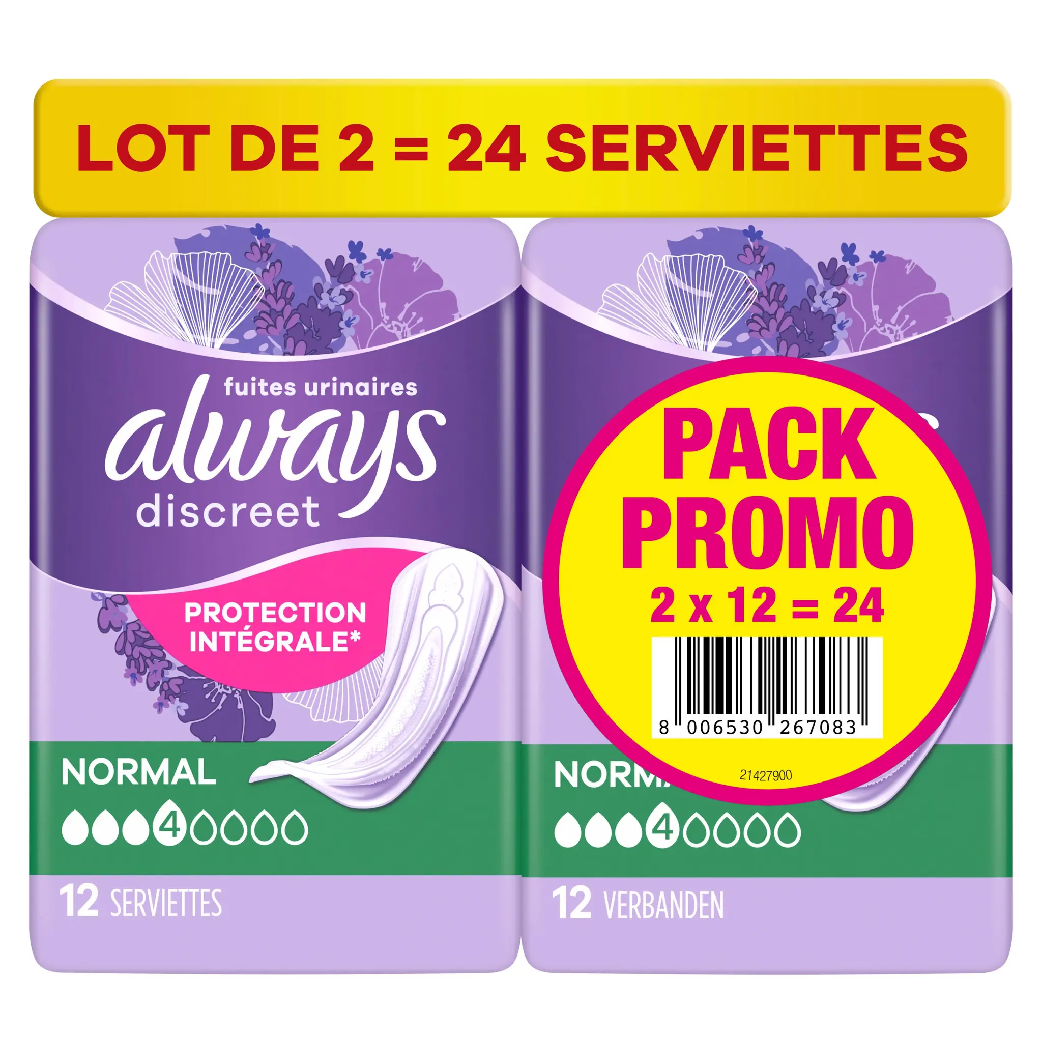 ALWAYS Discreet Serviettes pour fuites urinaires normal