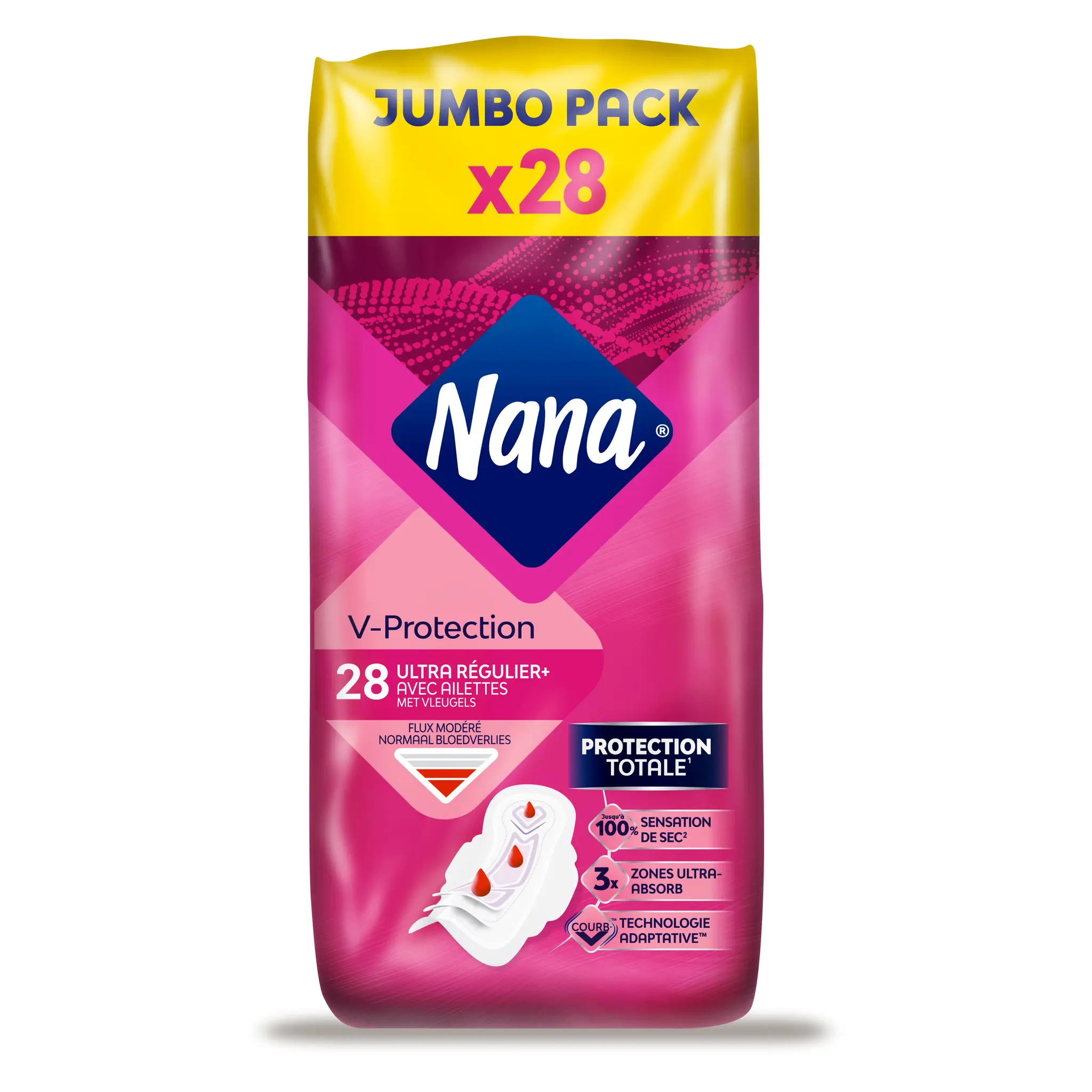 NANA V-Protection Serviettes hygiéniques ultra régulier plus avec ailettes