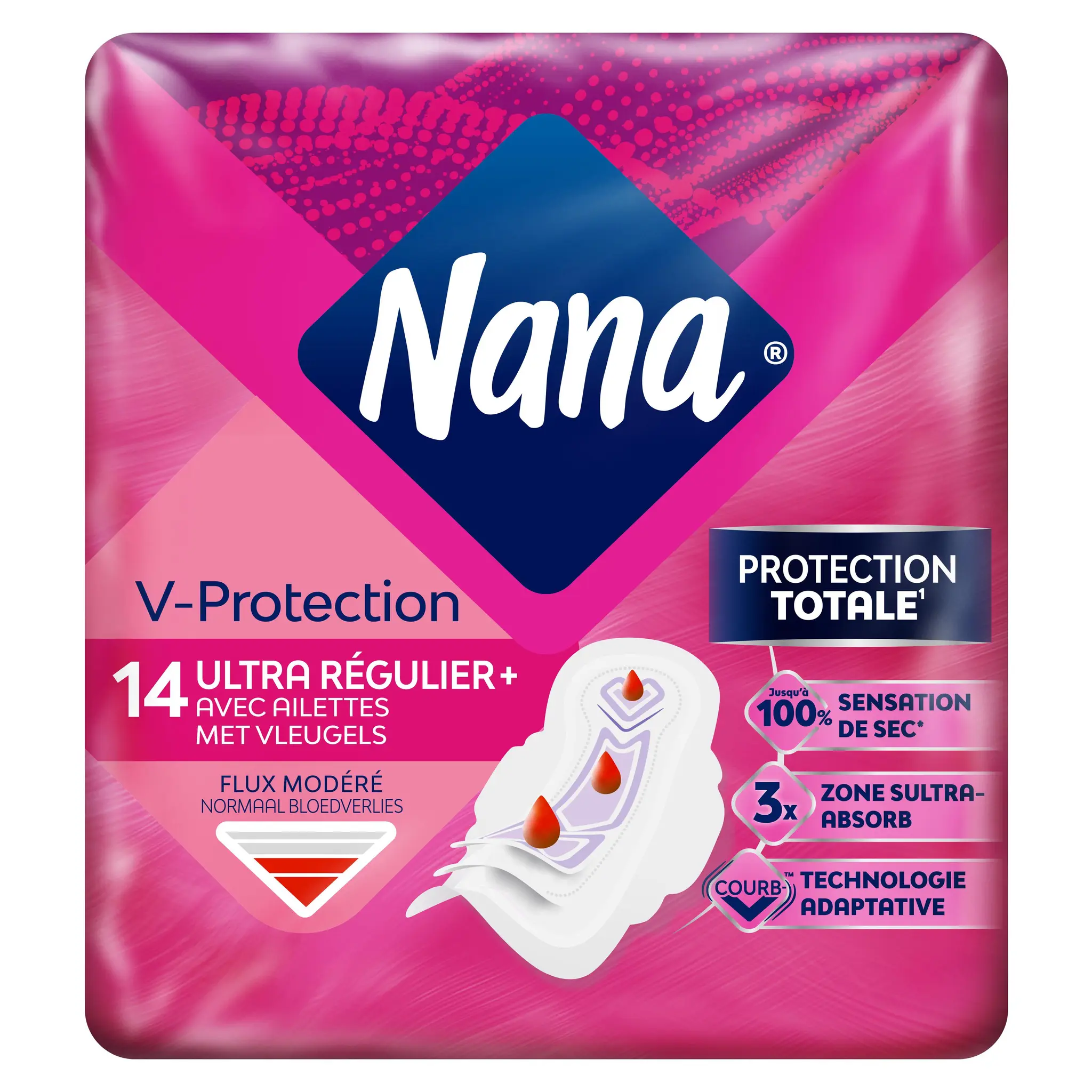 NANA Serviettes hygiénique ultra régulier plus avec ailettes normal