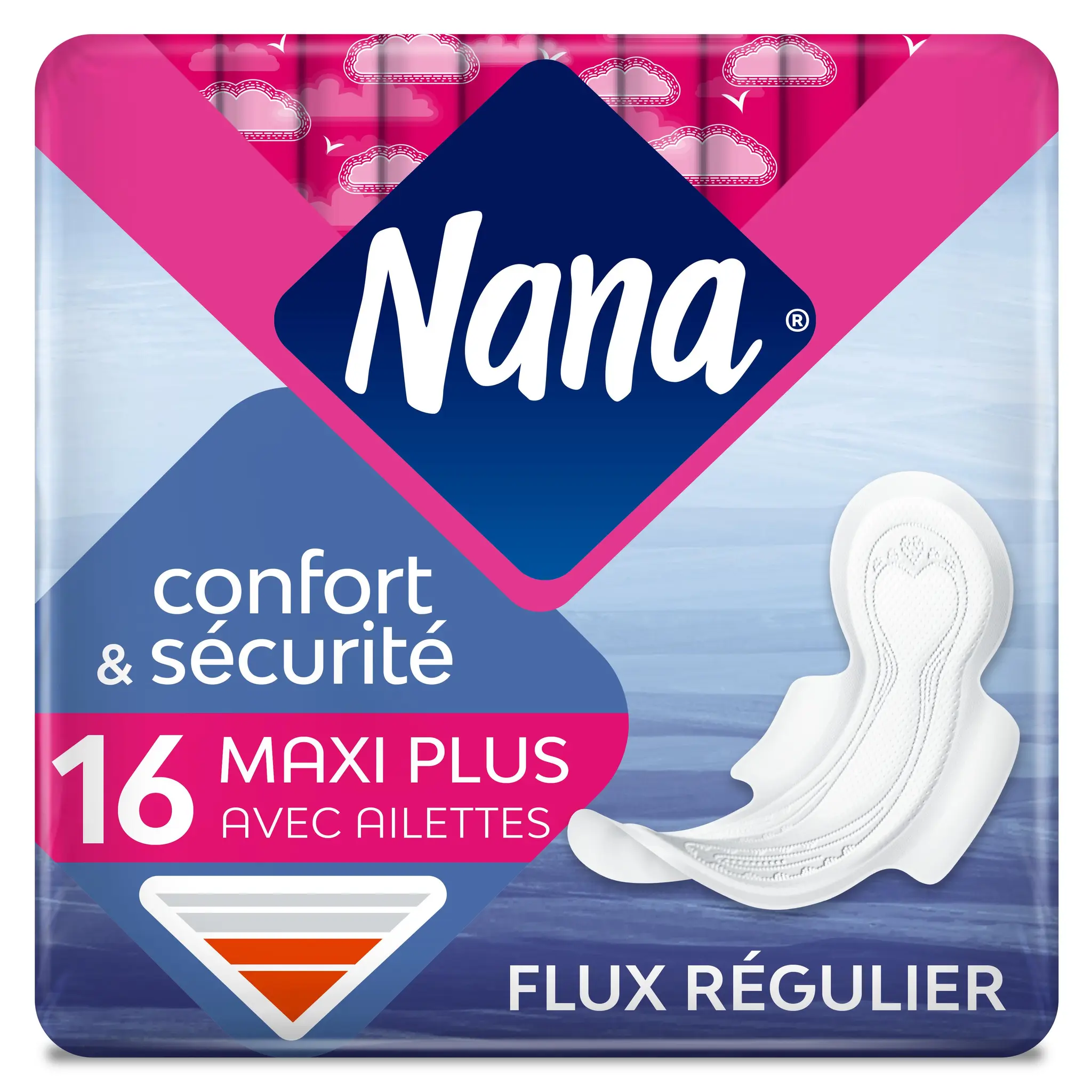 NANA Serviettes hygiéniques confort et sécurité maxi plus avec ailettes