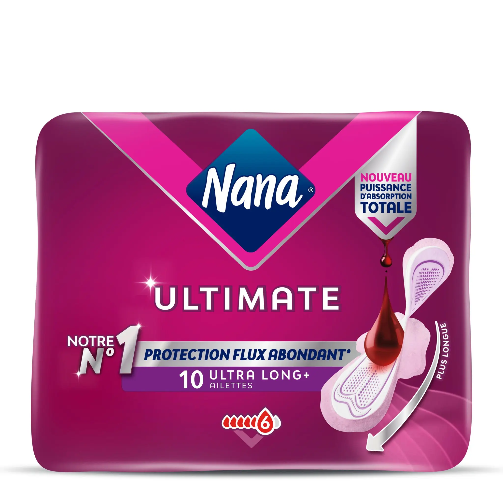 NANA Ultimate Serviettes hygiéniques ultra long+ avec ailettes