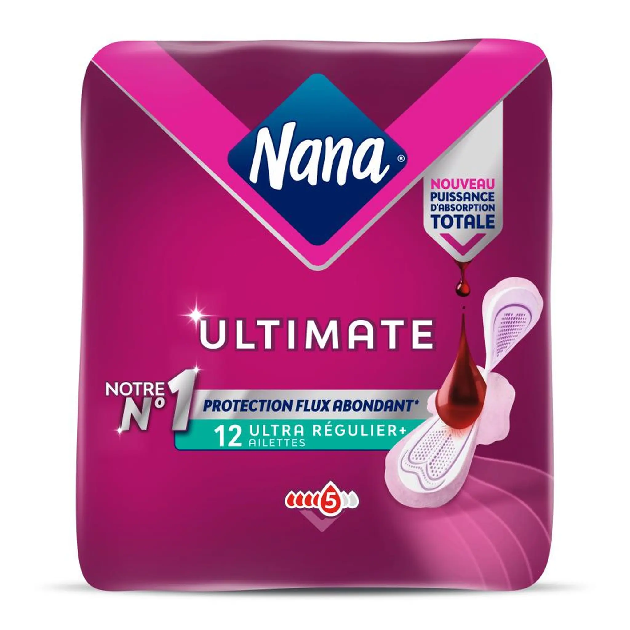 NANA Ultimate Serviettes hygiéniques ultra régulier+ avec ailettes
