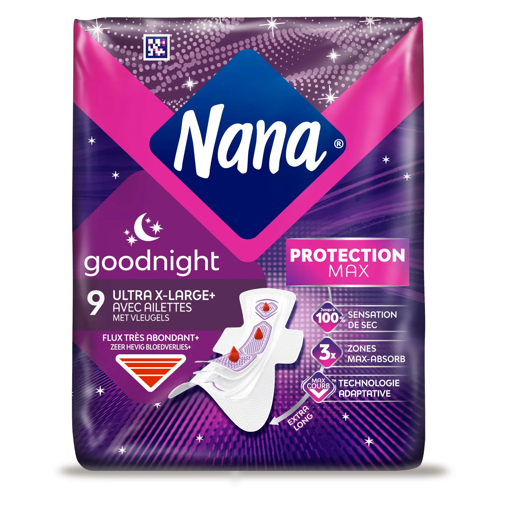 NANA Serviettes hygiéniques good night ultra x-large avec ailettes