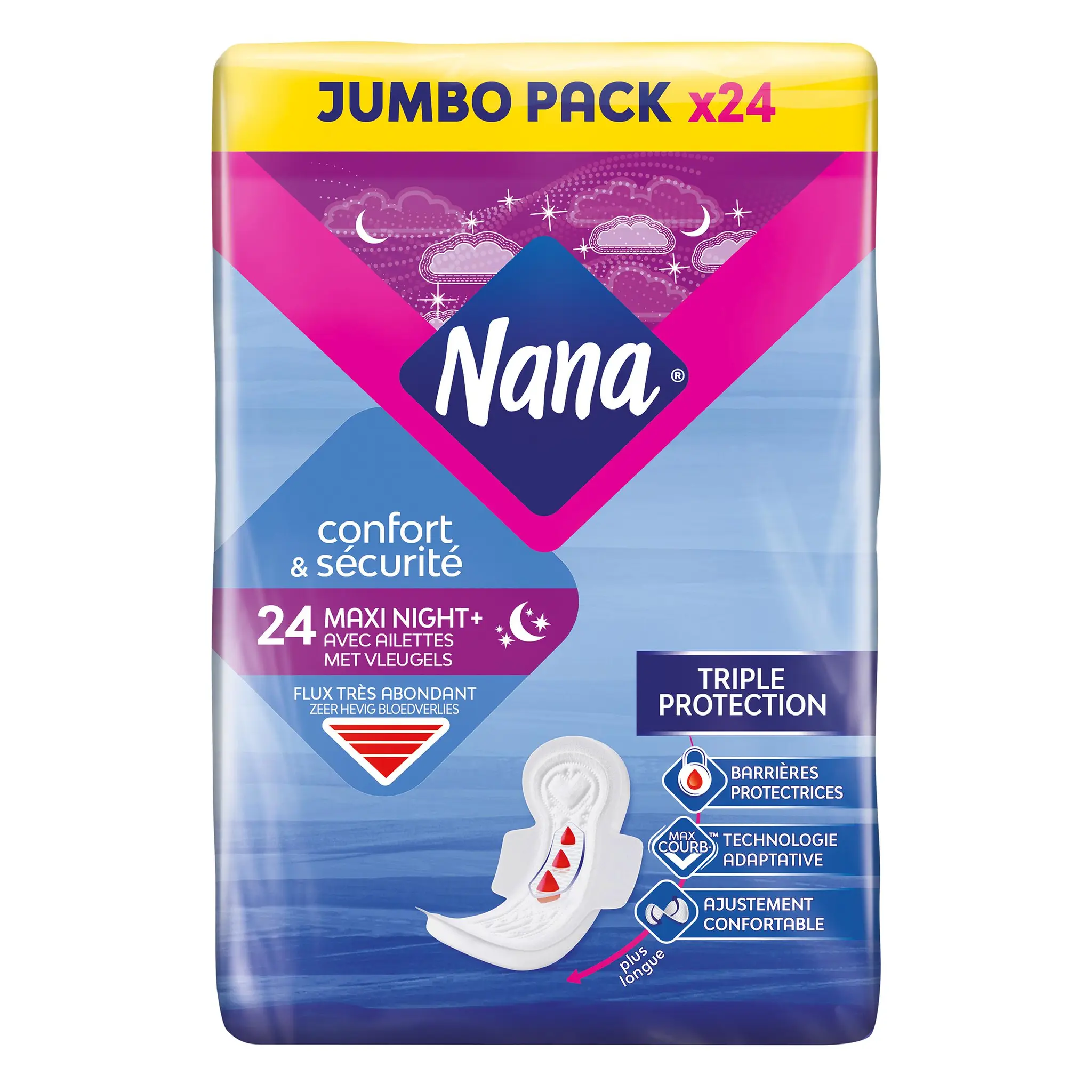 NANA Serviettes hygiéniques maxi night+