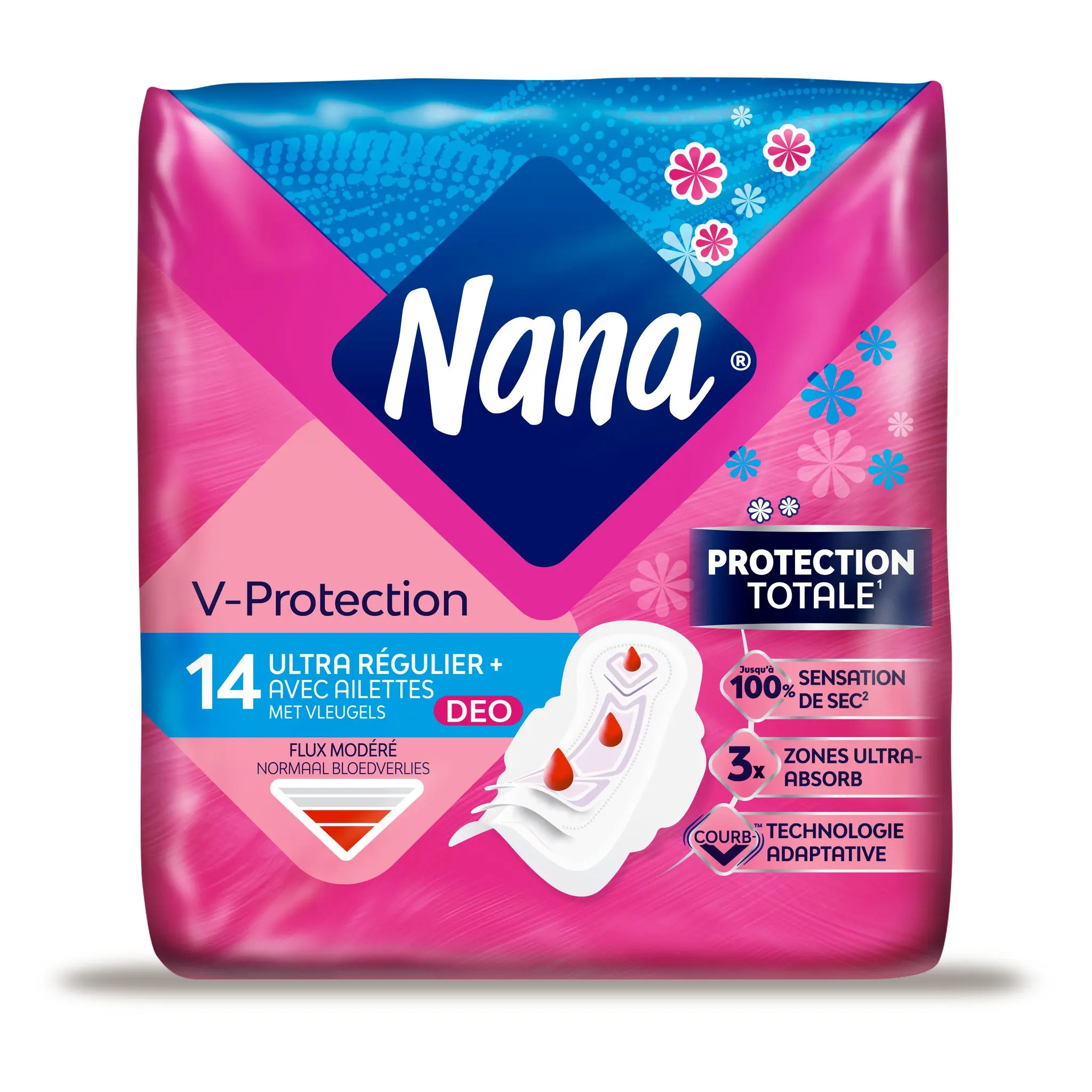 NANA Serviettes hygiéniques ultra régulier+ avec ailettes