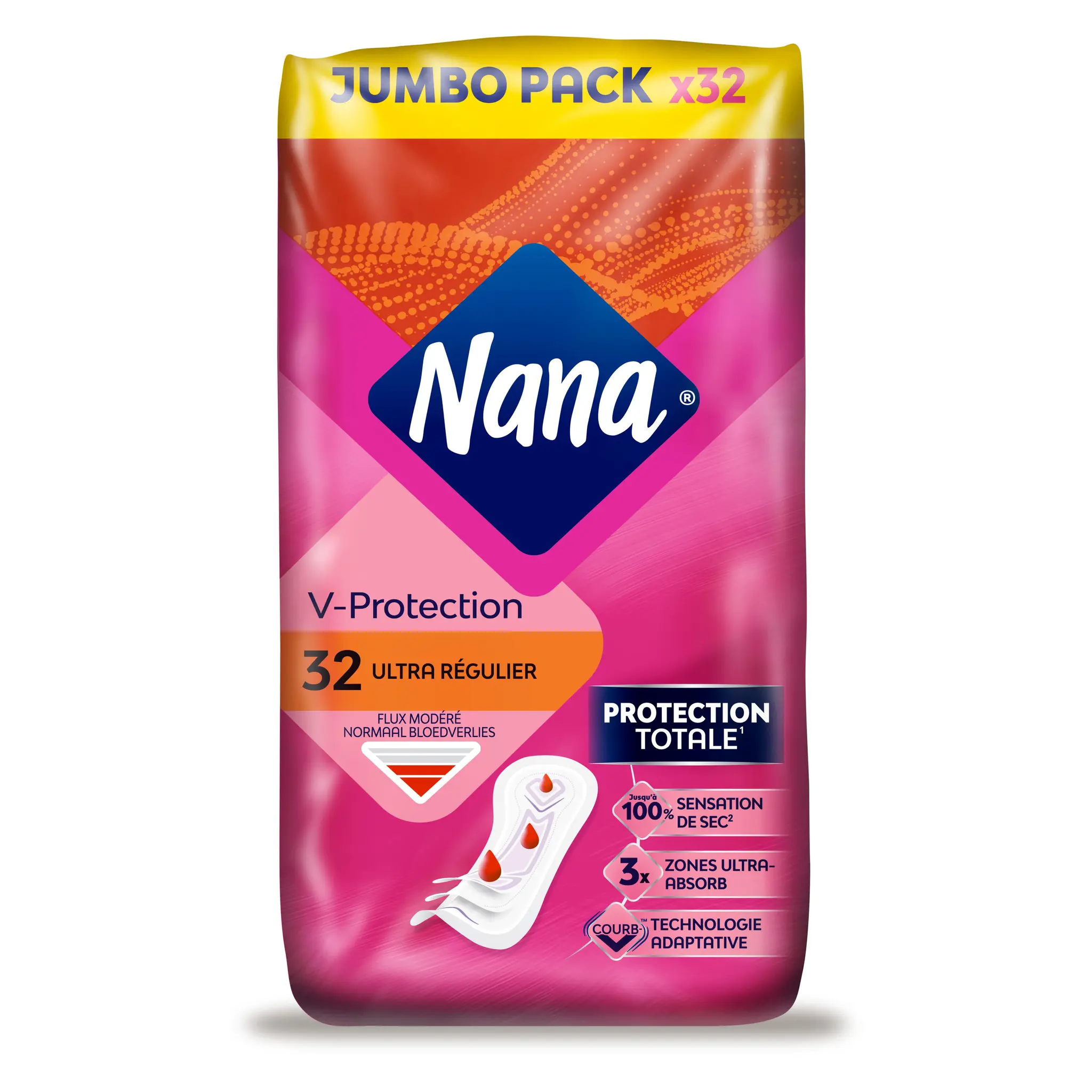 NANA Serviettes hygiéniques sans aillettes ultra régulier