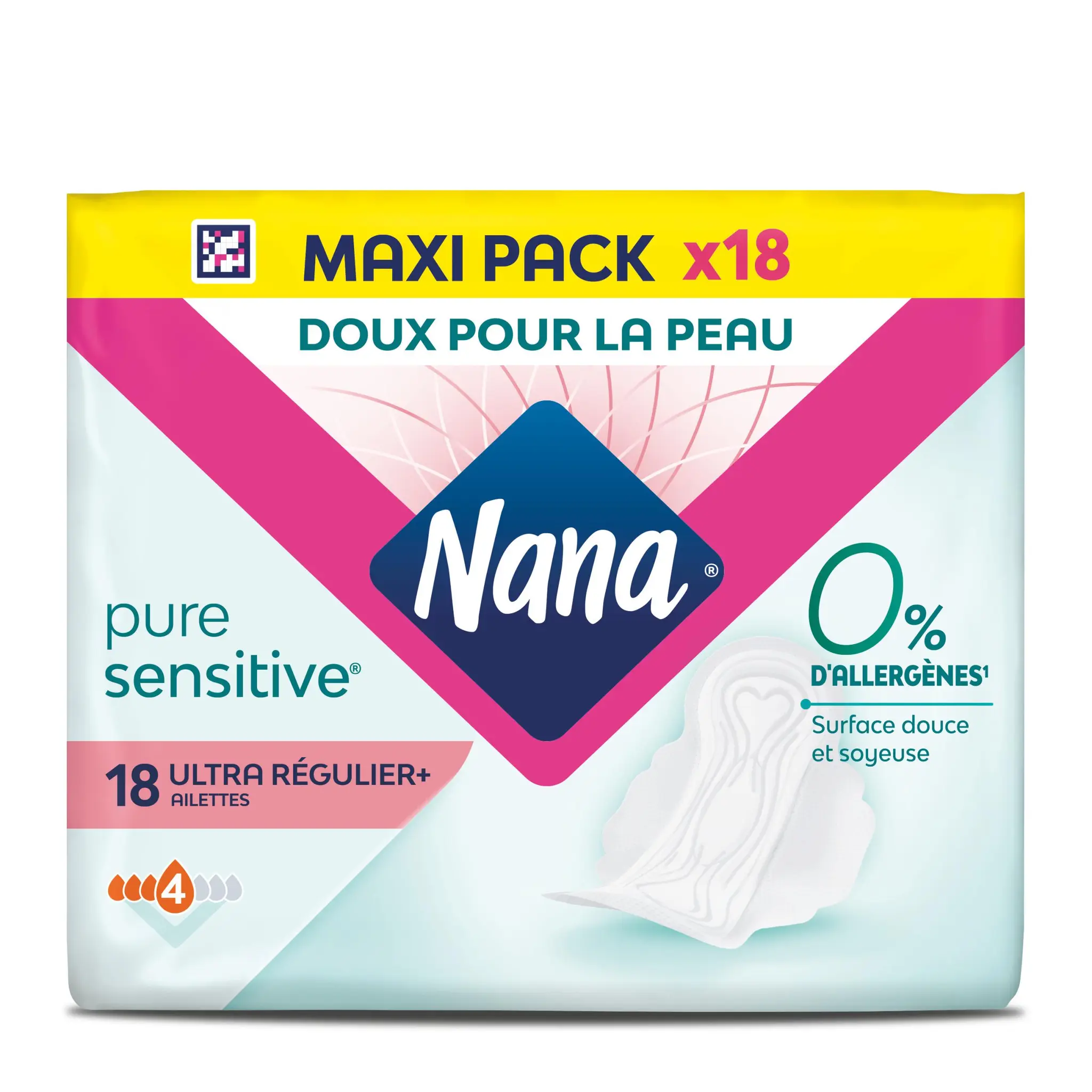 NANA serviettes hygiéniques pure sensitive ultra régulier+ailettes