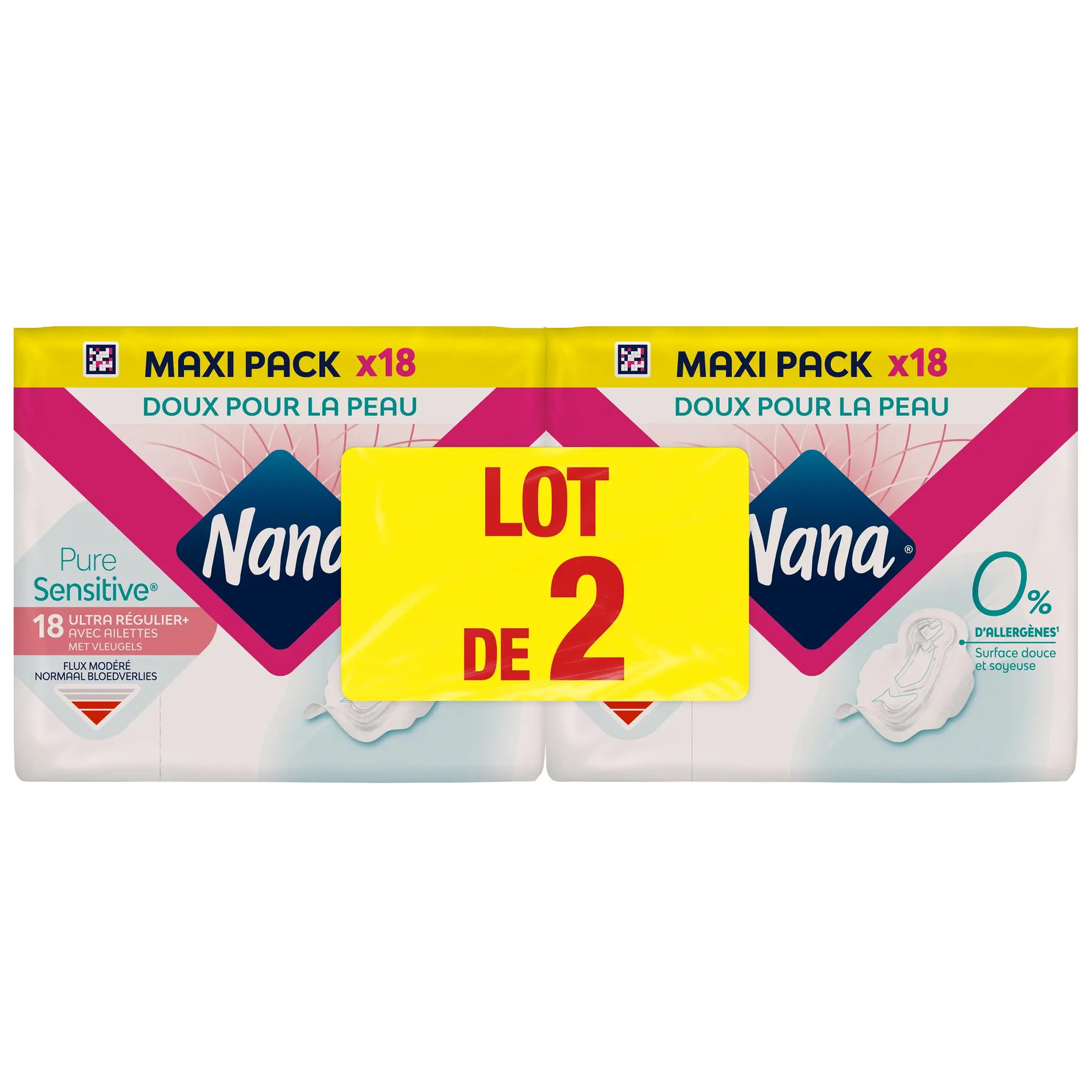 NANA Pure Sensitive Serviettes hygiéniques ultra régulier+ avec ailettes