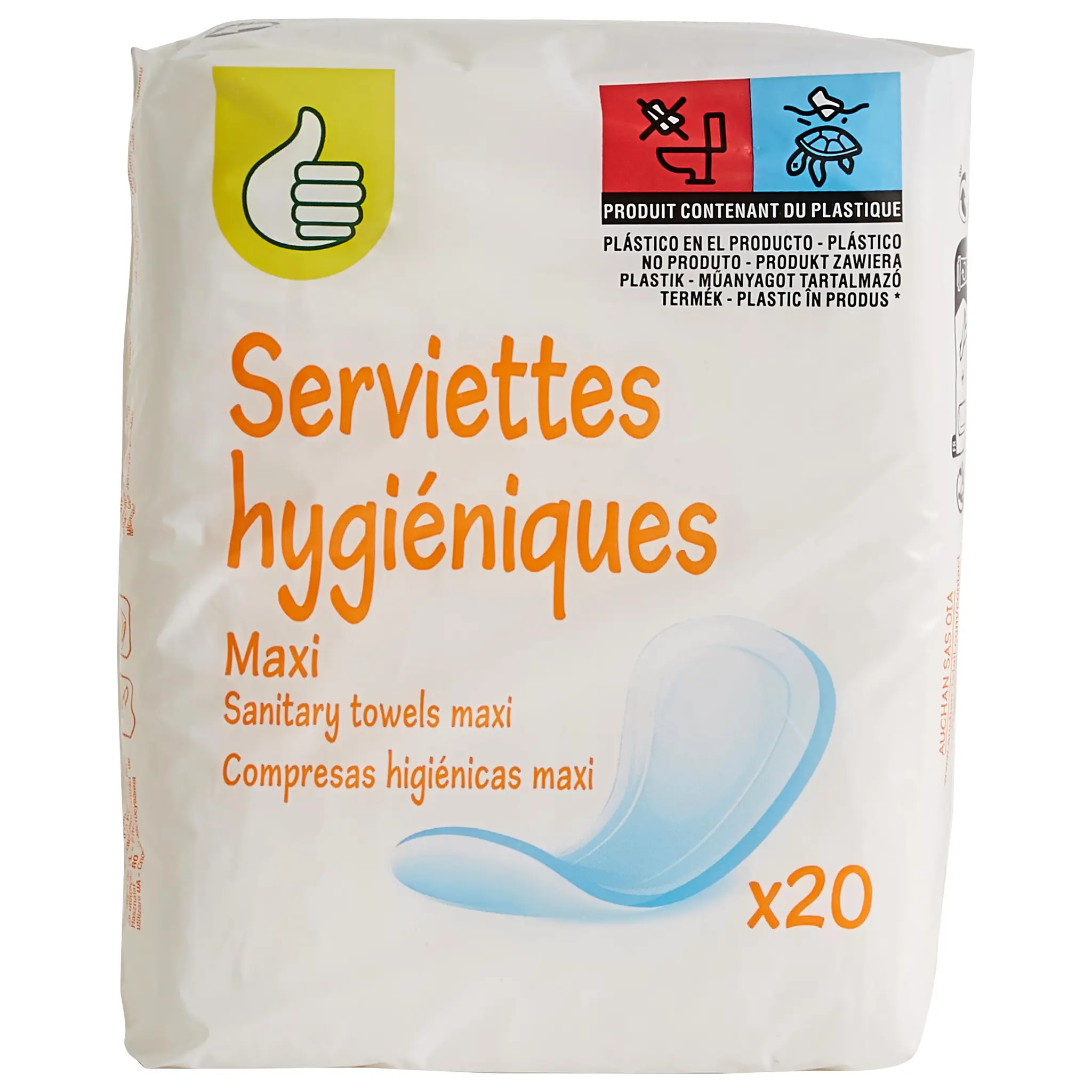 POUCE Serviettes hygiéniques sans ailettes maxi