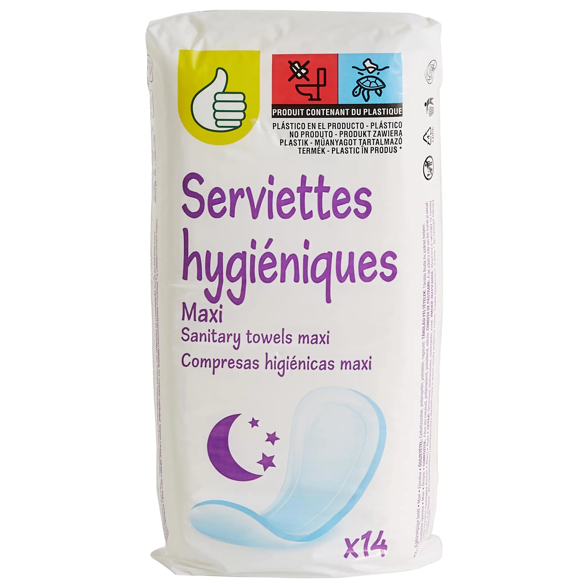 POUCE Serviettes hygiéniques nuit sans ailettes maxi