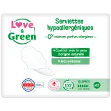 LOVE & GREEN Serviettes hygiéniques écologiques avec ailettes super