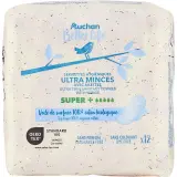 AUCHAN BETTER LIFE Serviettes hygiéniques en coton bio avec ailettes ultra minces super+