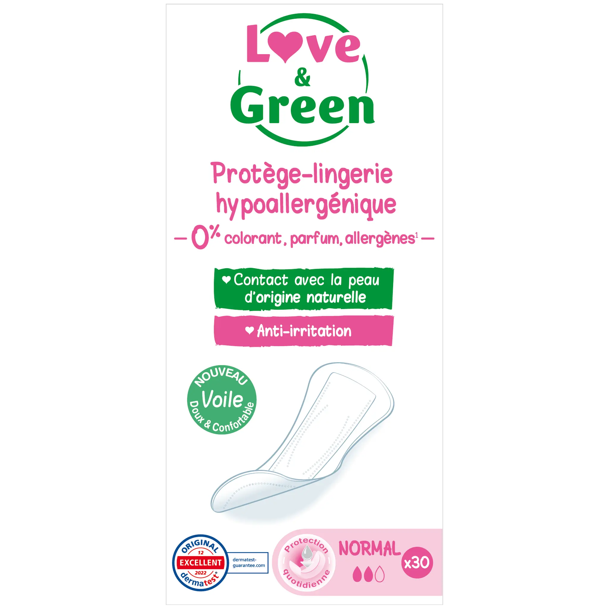 LOVE & GREEN Protège-slips écologiques hypoallergéniques normal