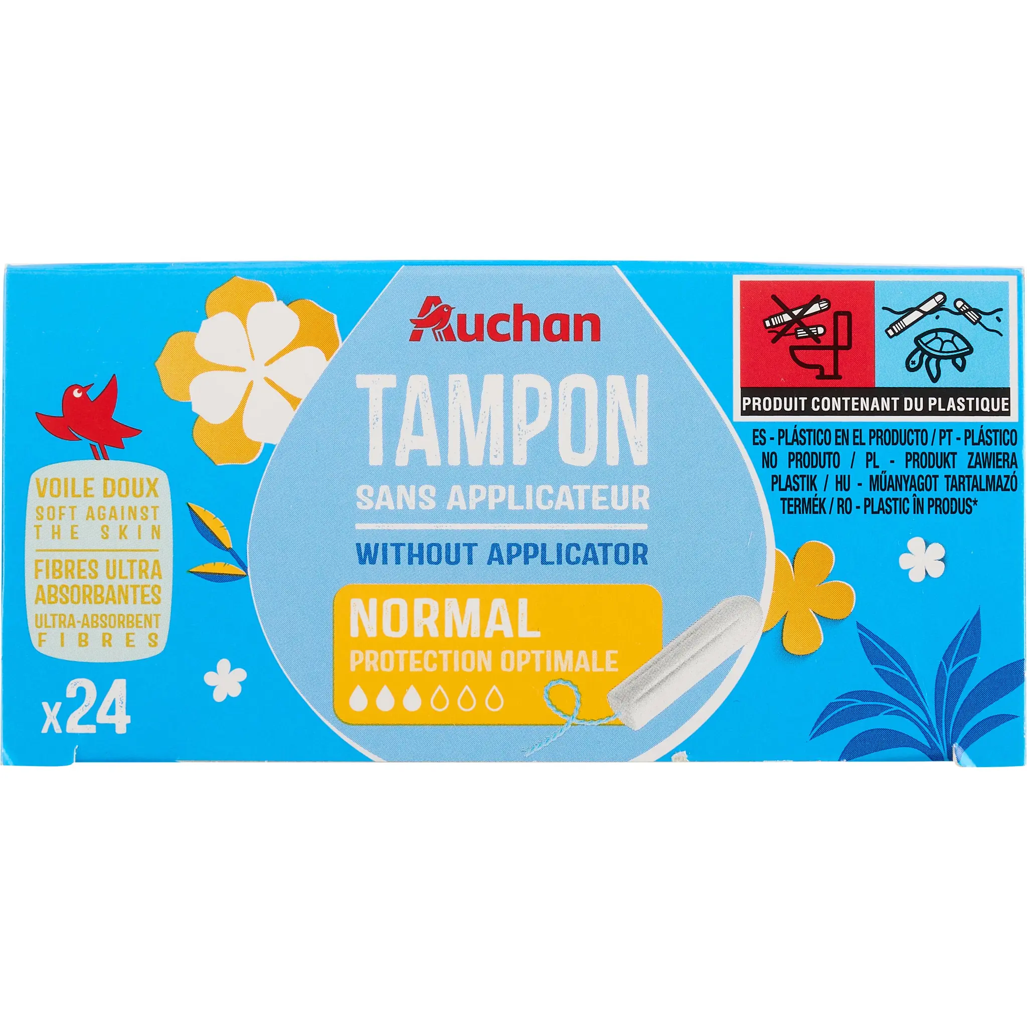 AUCHAN Tampons sans applicateur regular
