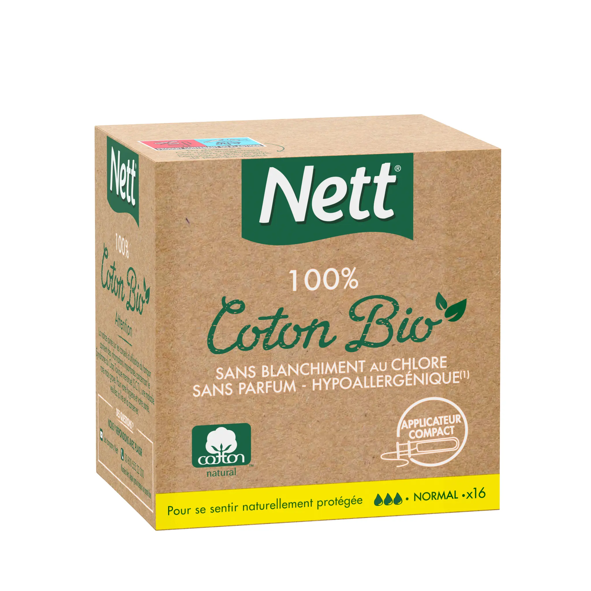 NETT Tampons 100% coton bio avec applicateur normal