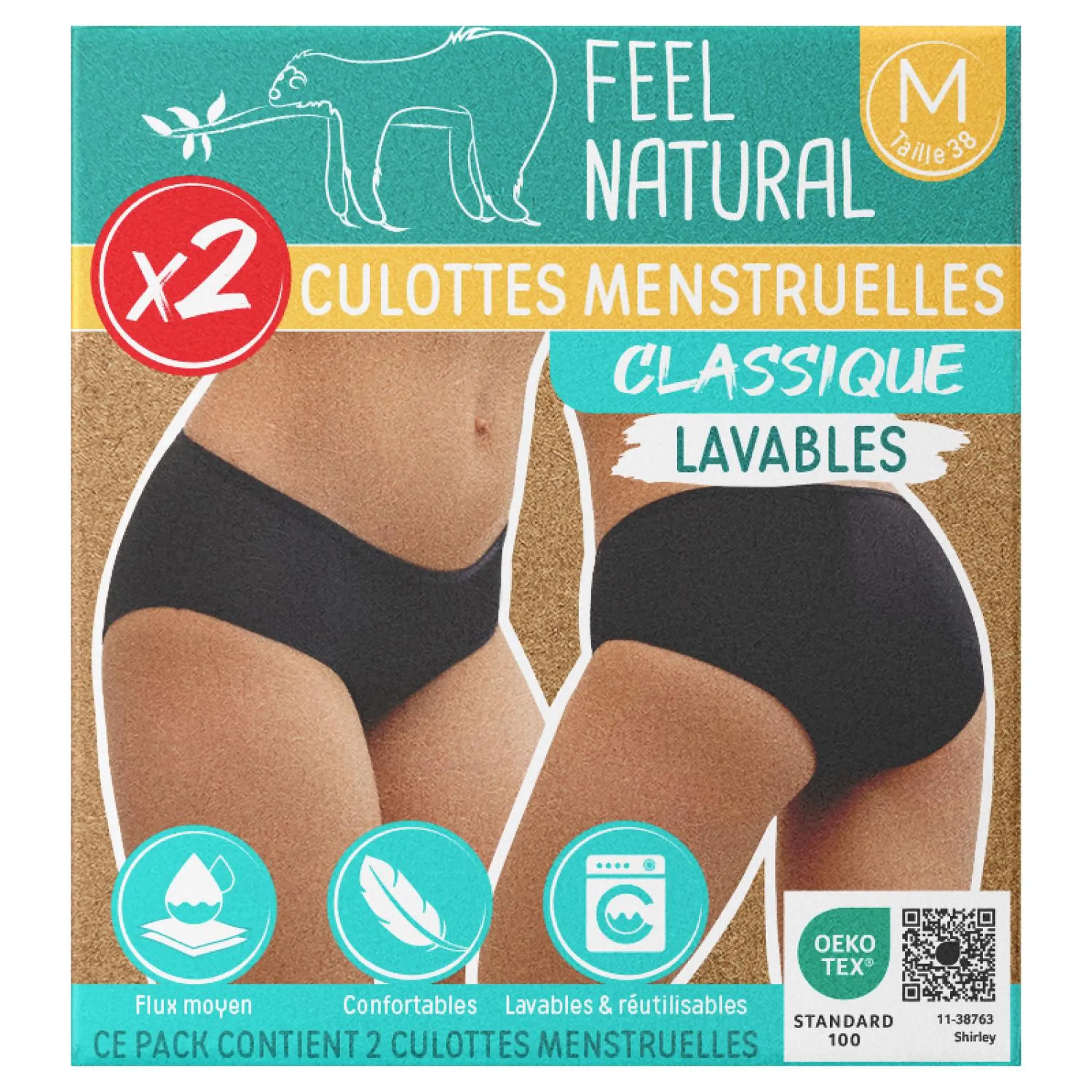 FEEL NATURAL Culottes menstruelles lavables classique taille M