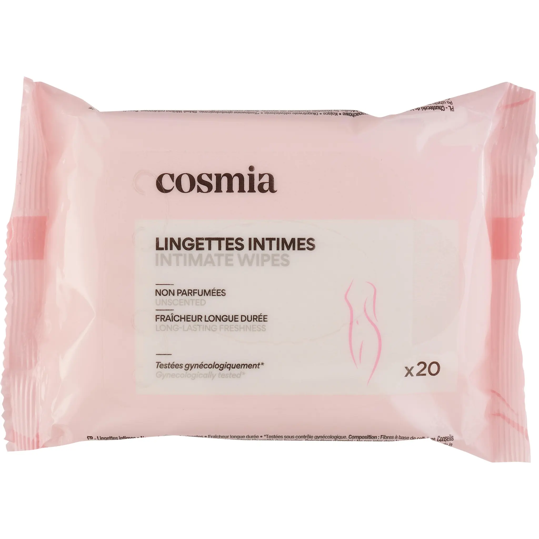 COSMIA Lingettes intimes non parfumées fraîcheur longue durée