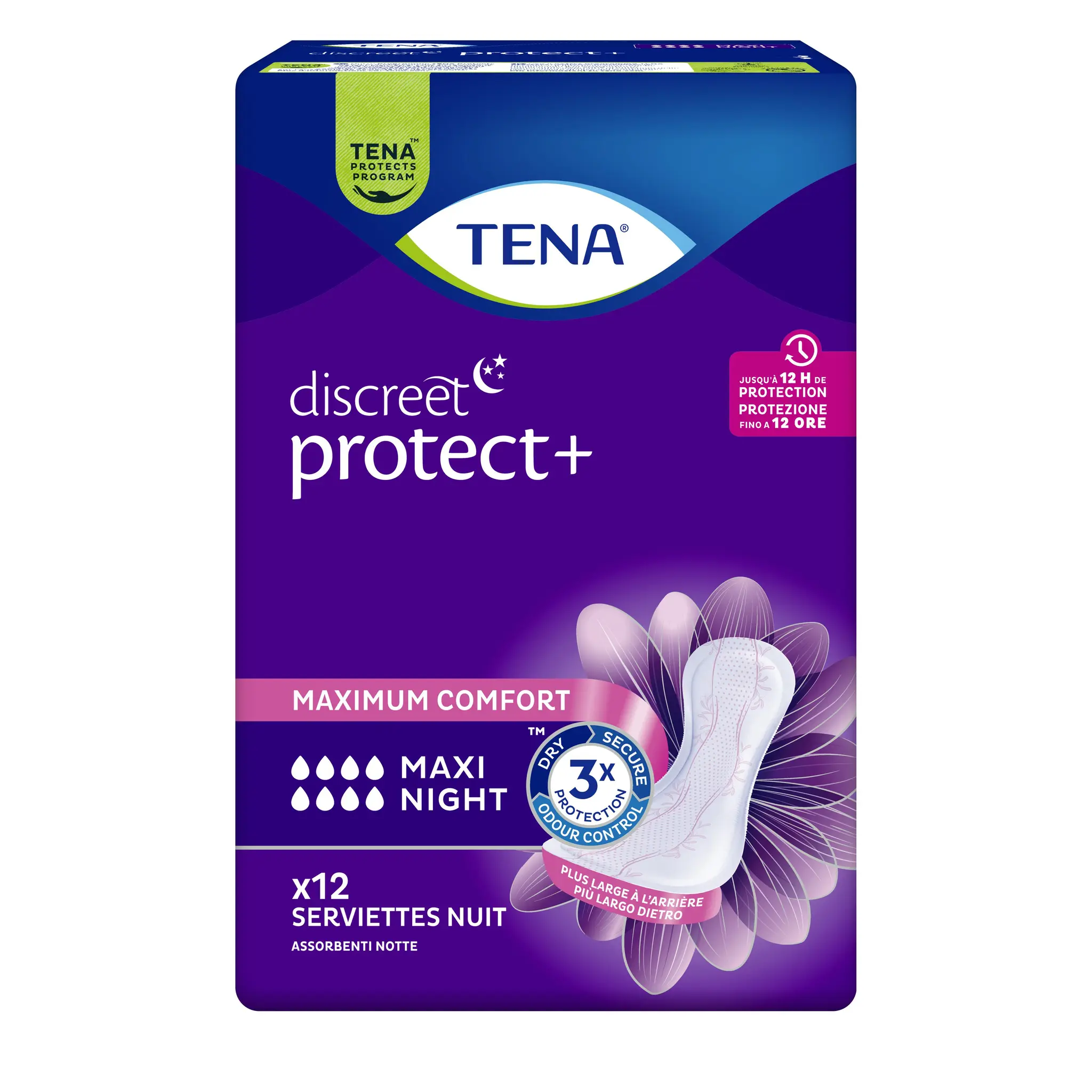 TENA Discreet protect + Serviettes hygiénique incontinence maxi night