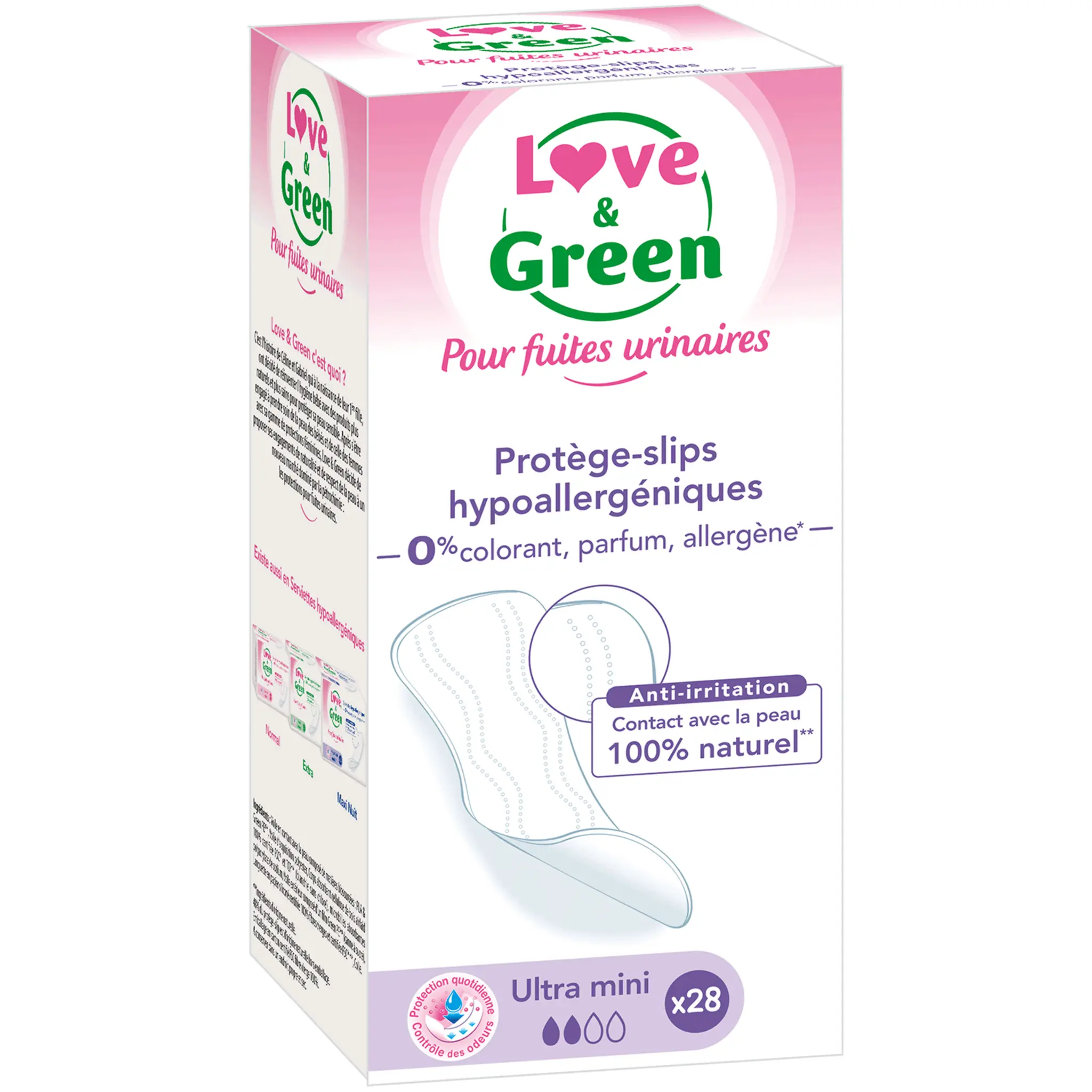 LOVE & GREEN Protège-slips hypoallergéniques ultra mini