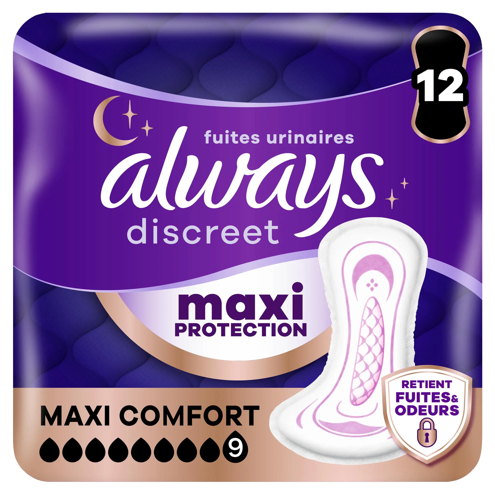 ALWAYS Discreet Serviettes pour fuites urinaires maxi protection 9 gouttes