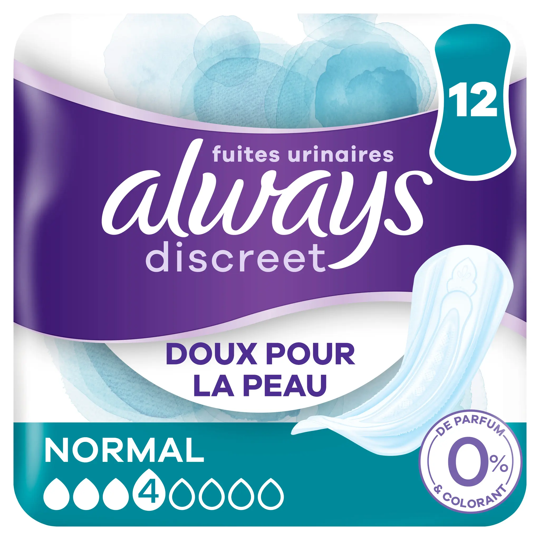 ALWAYS Discreet Serviettes pour fuites urinaires normal 0%