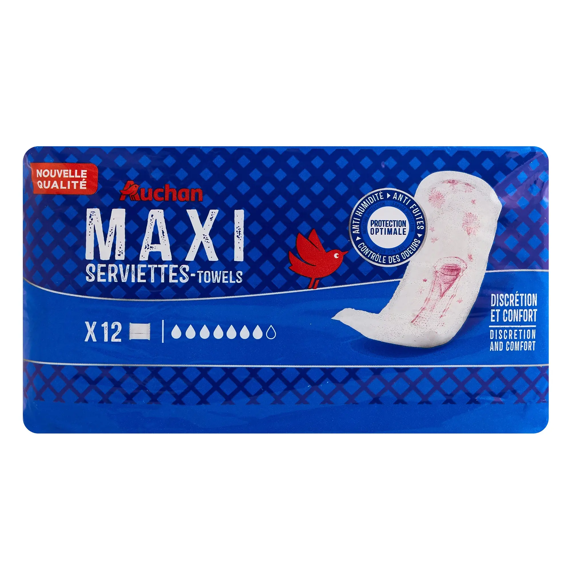 AUCHAN Serviettes hygiéniques maxi sans ailettes