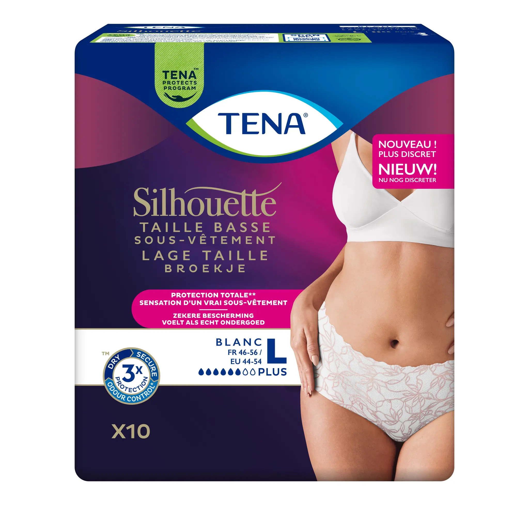 TENA Sous-vêtement taille basse blanc taille L