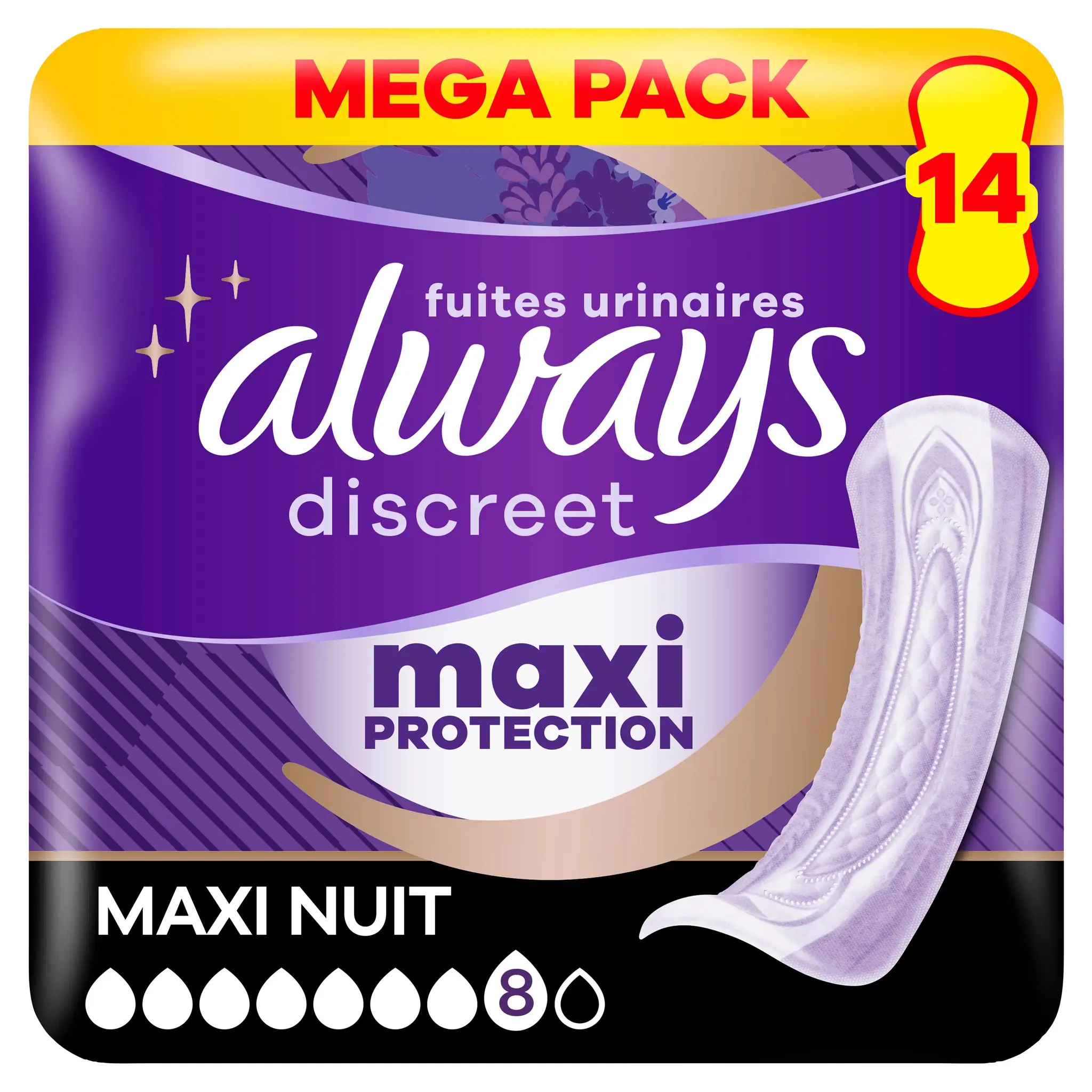 ALWAYS Discreet Serviettes pour fuites urinaires maxi nuit