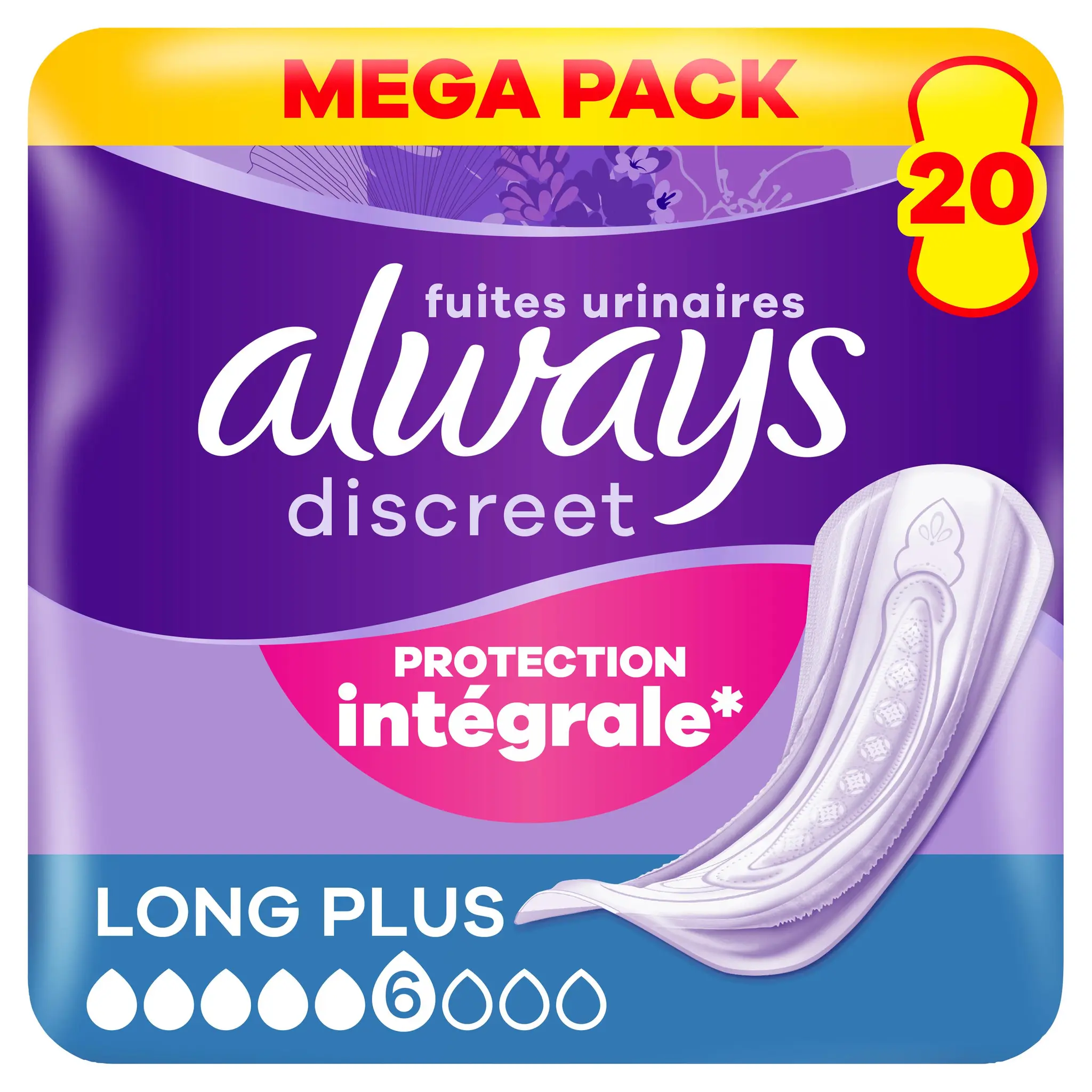 ALWAYS Discreet Serviettes hygiéniques pour fuites urinaires long+