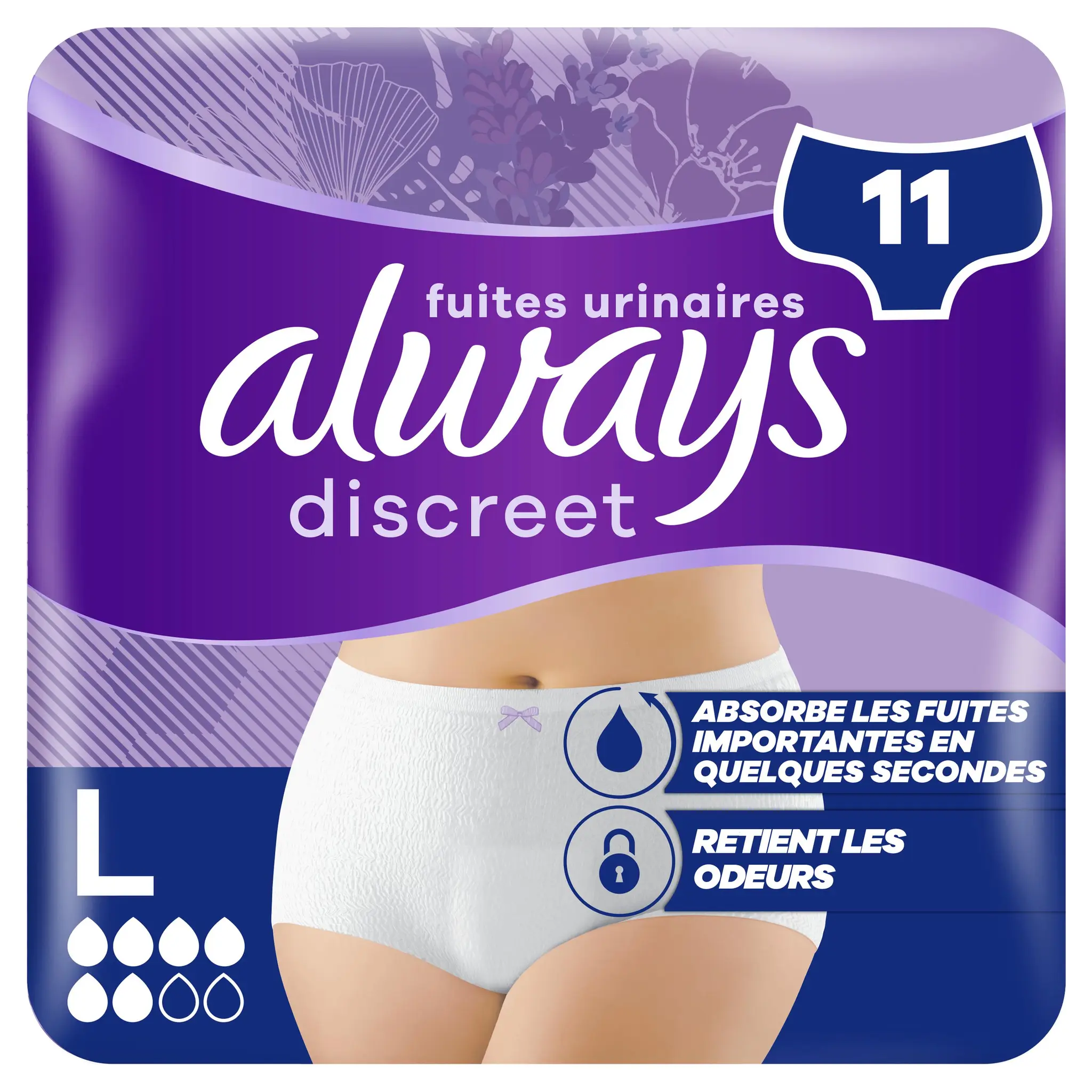ALWAYS Discreet Culottes pour fuites urinaires 6 gouttes taille L
